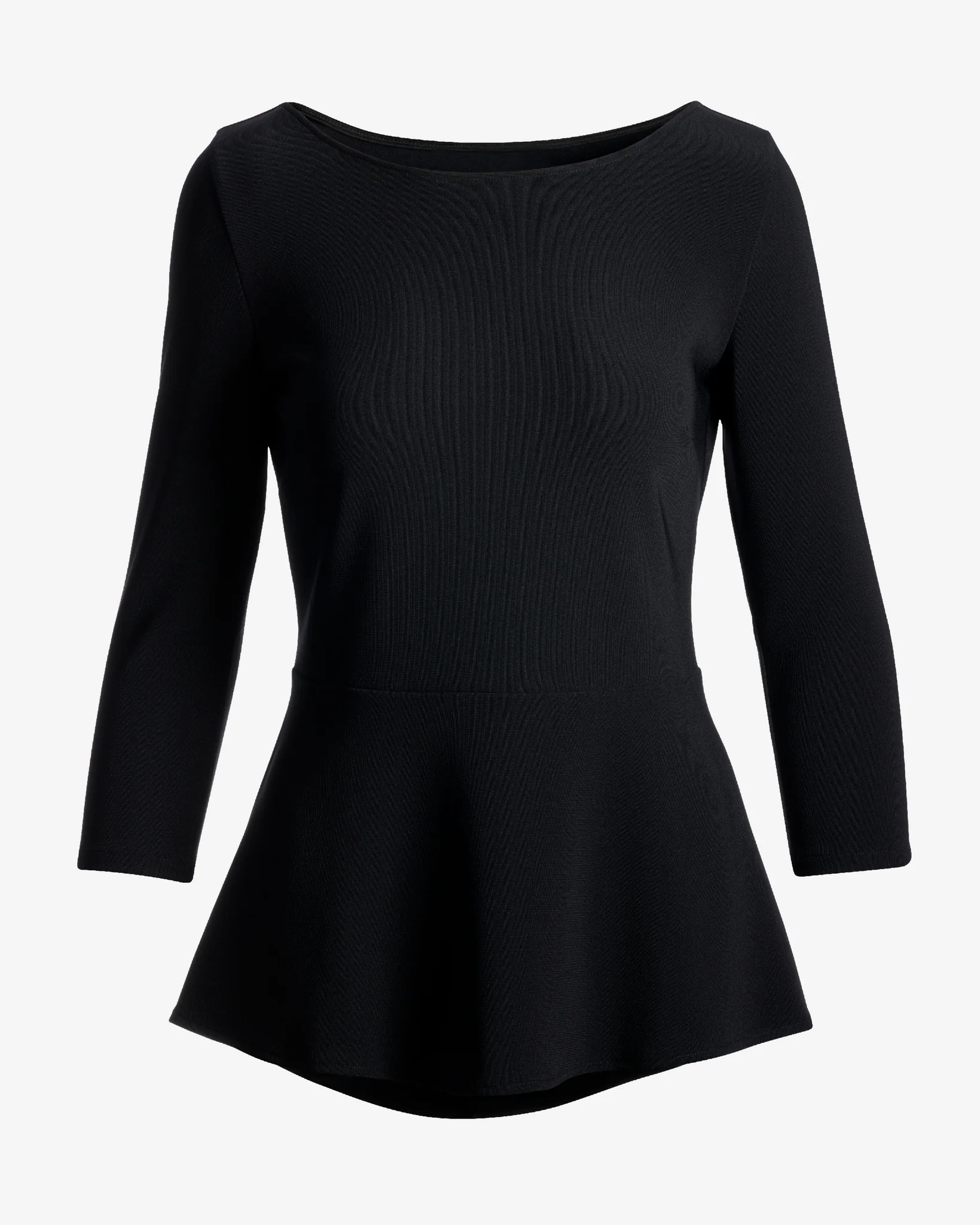 Beyond Travel Ballet Neck Peplum Top Jet Black - Mycitystee