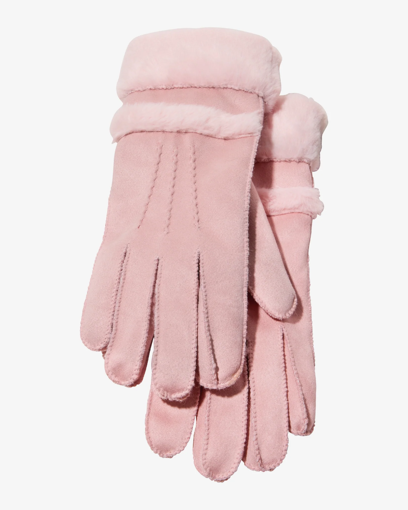 Pink Fur and Suede Glove Pink - Mycitystee