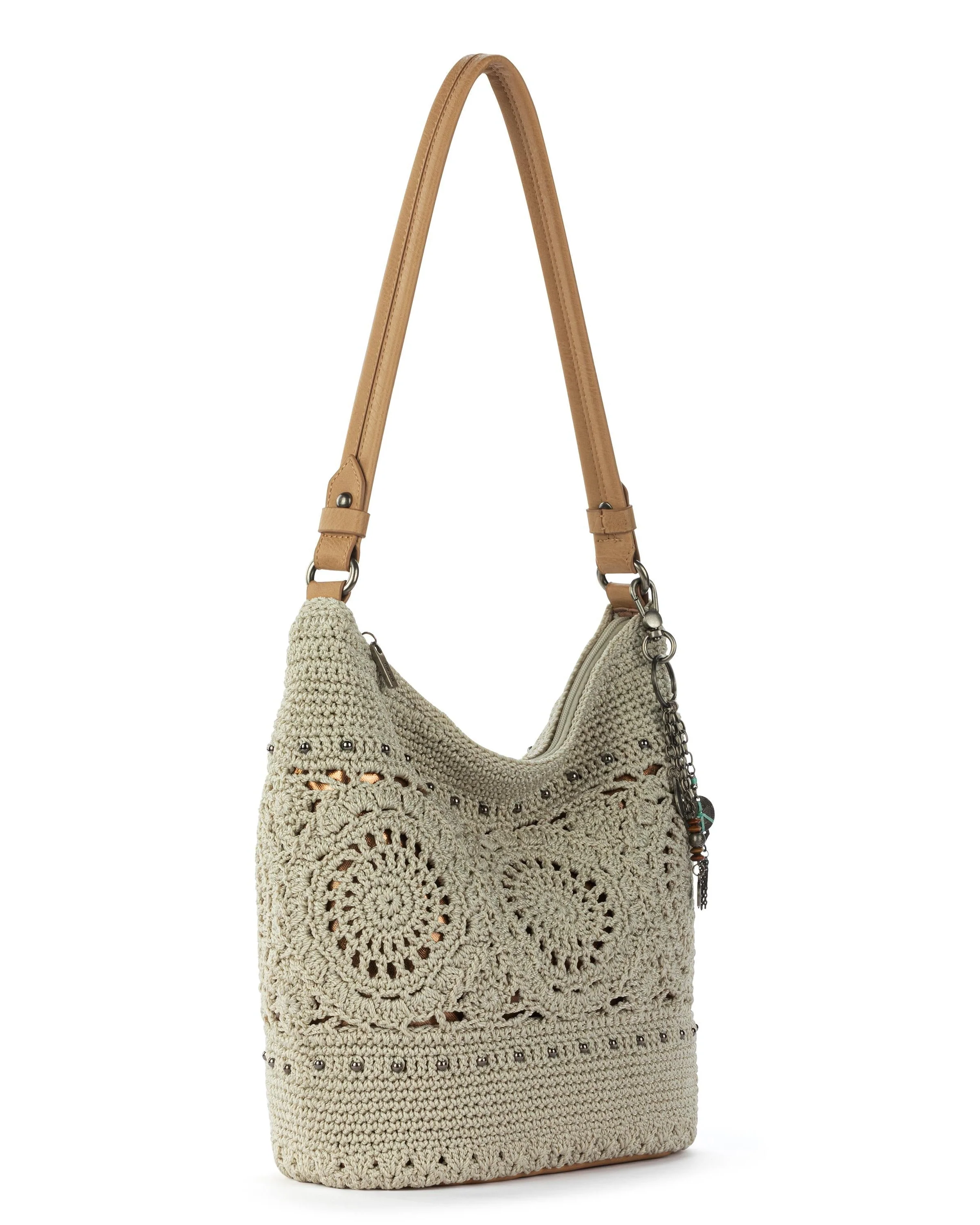 Sequoia Hobo - Hand Crochet - Natural Grey Medallion - Mycitystee