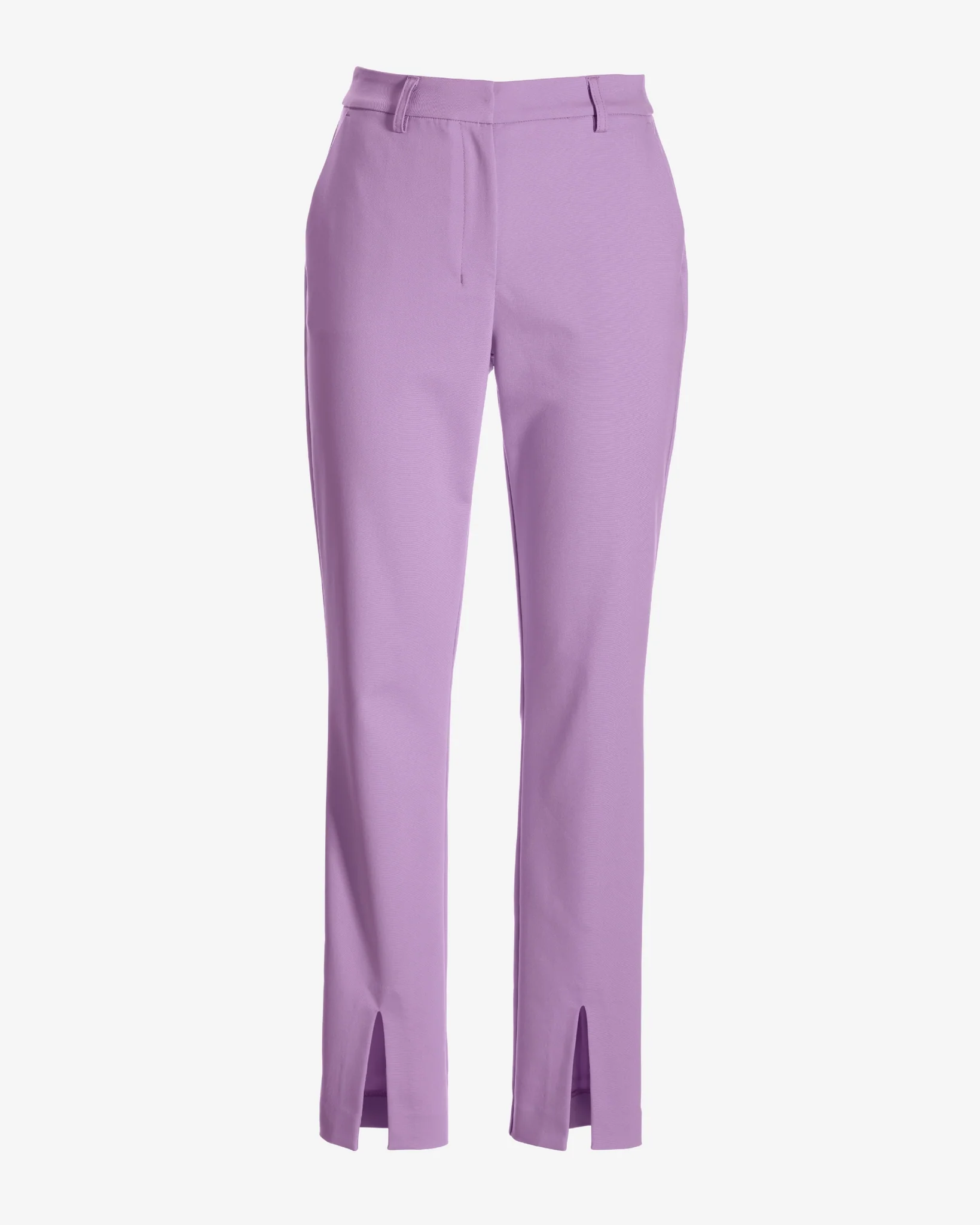 Newport Modern Slim Straight Leg Slit Front Trouser Pant Sheer Lilac - Mycitystee