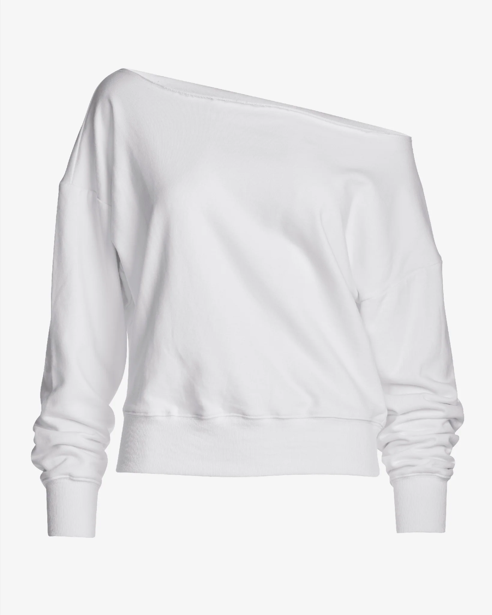 Cotton Comfort Raw Edge Slouchy Sweatshirt White - Mycitystee