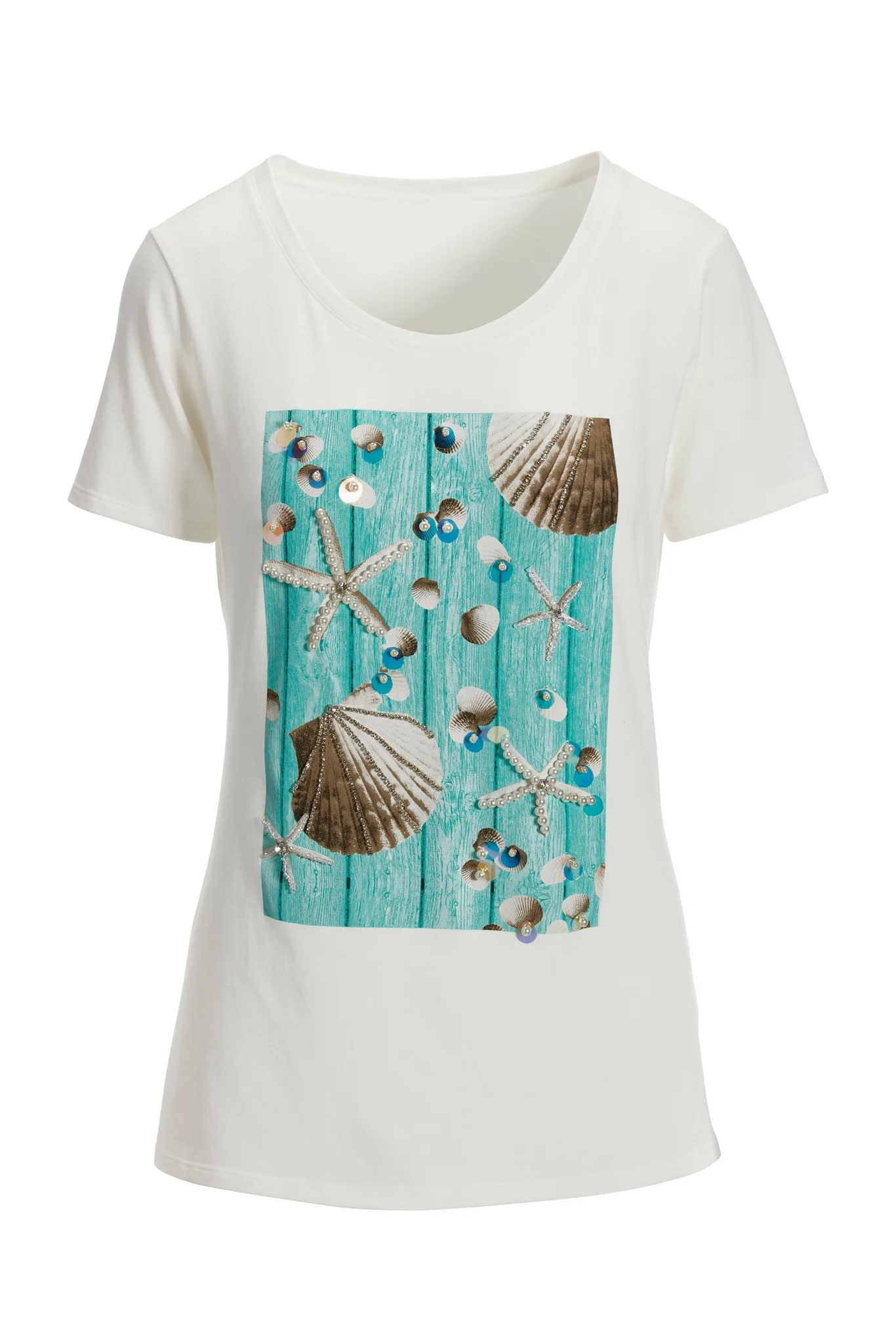 Sea life Embellished Graphic T-Shirt White Multi - Mycitystee