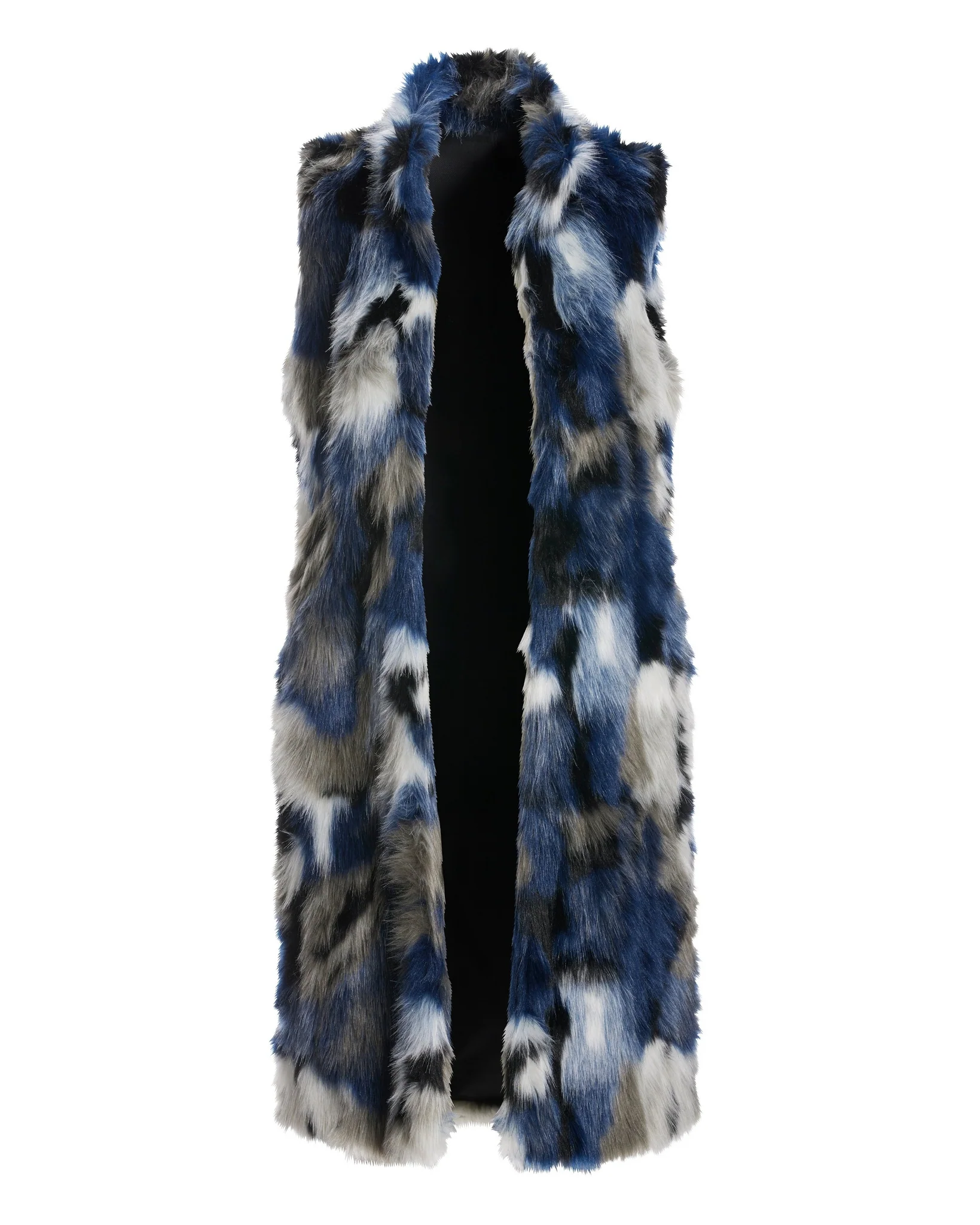 Multi Color Faux Fur Vest Blue Multi - Mycitystee