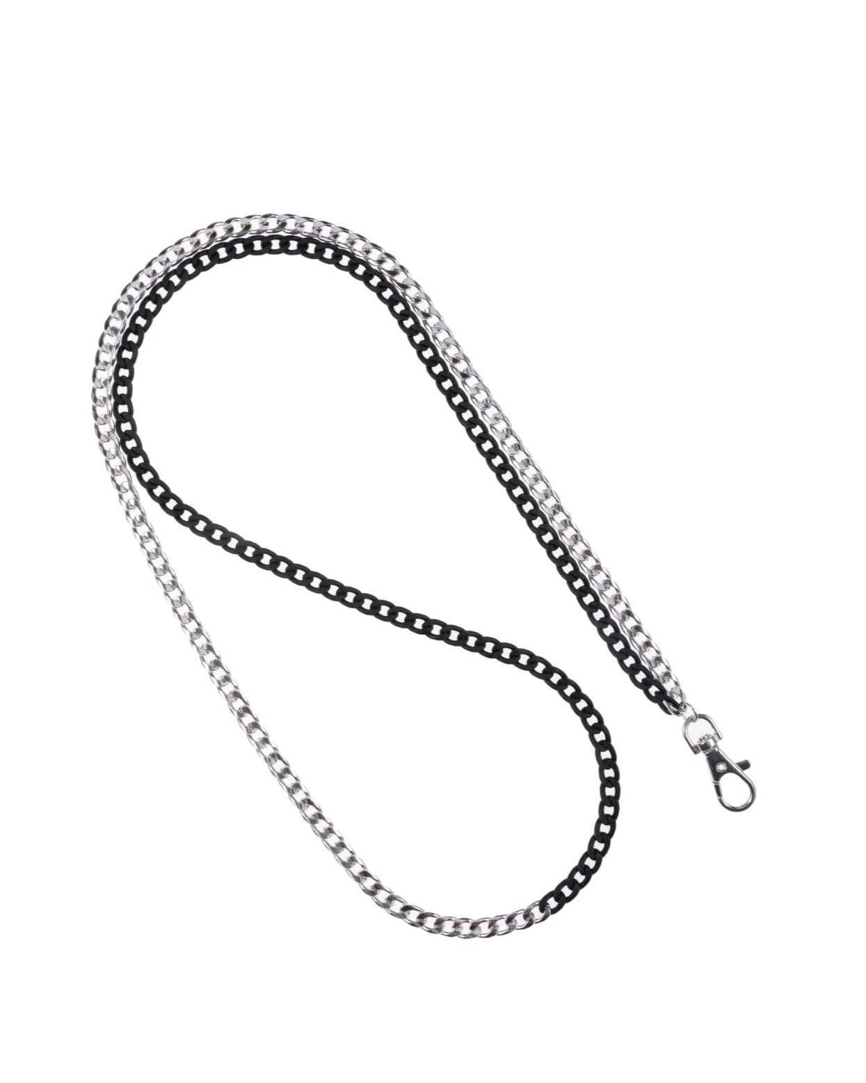 Two Tone Black N' Silver Crossbody Phone Chain - Mycitystee