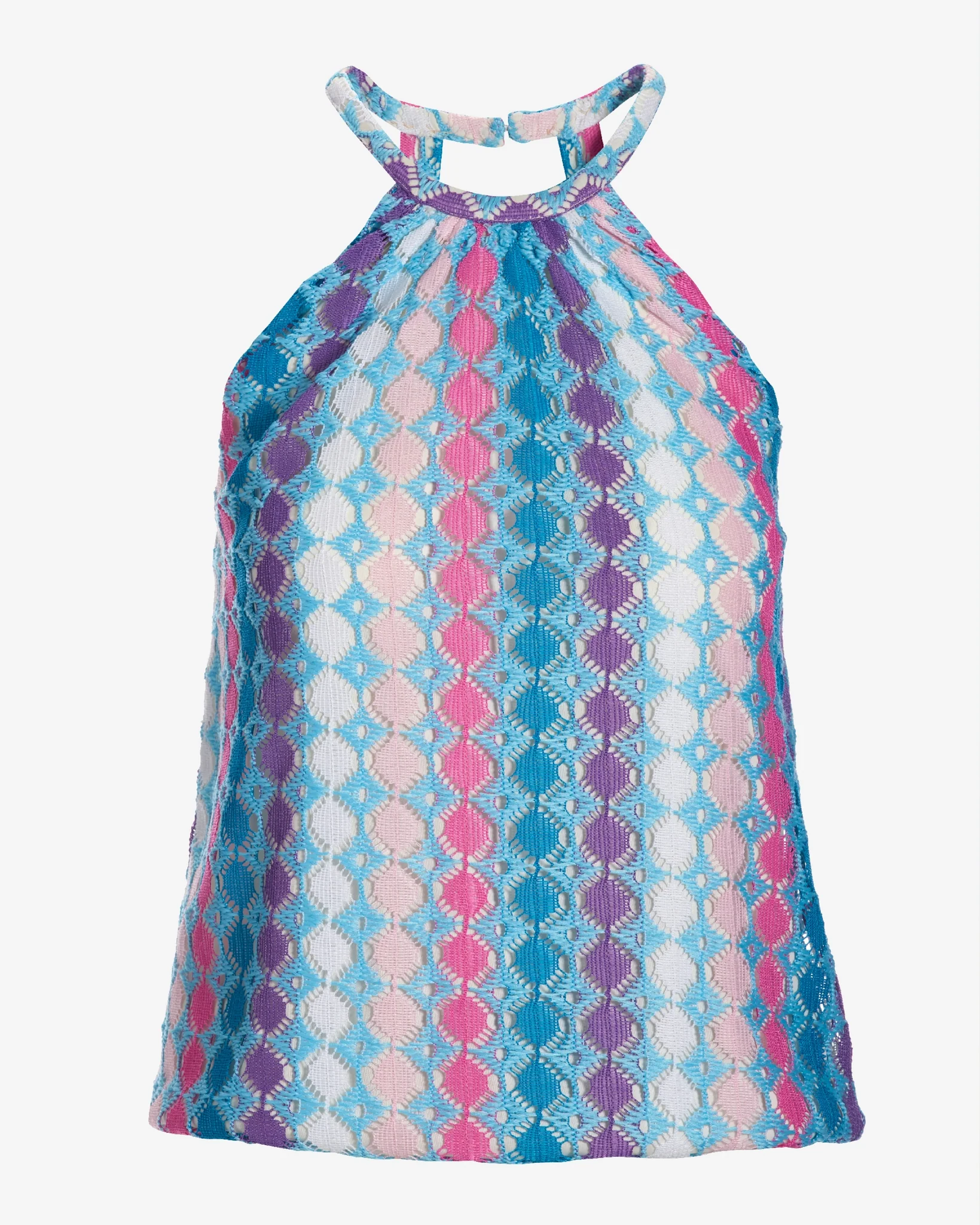 Sleeveless High Neck Knit Top Multi - Mycitystee