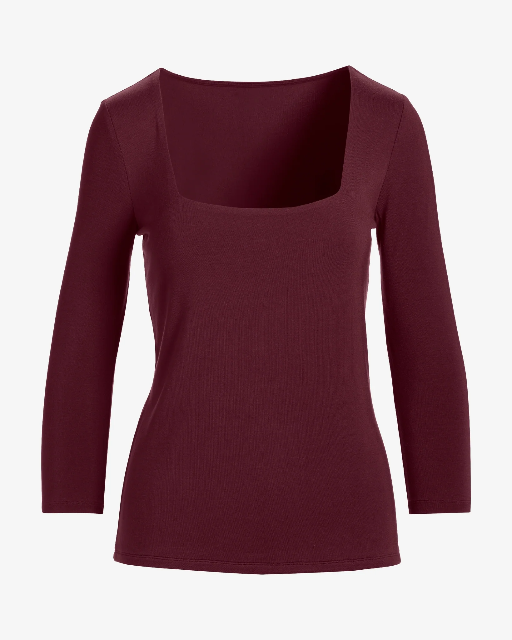 So Effortless Square Neck Three Quarter Sleeve Top Black Cherry - Mycitystee