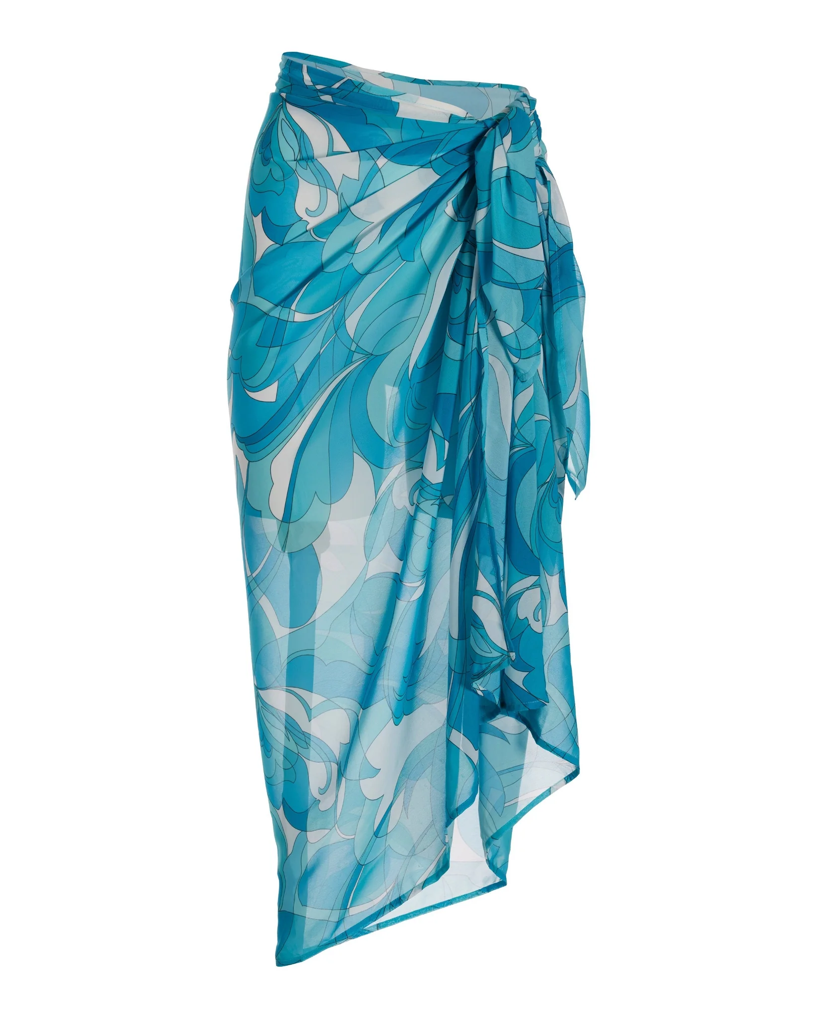 TEAL WATERS PRINTED SARONG COVER-UP Blue - Mycitystee