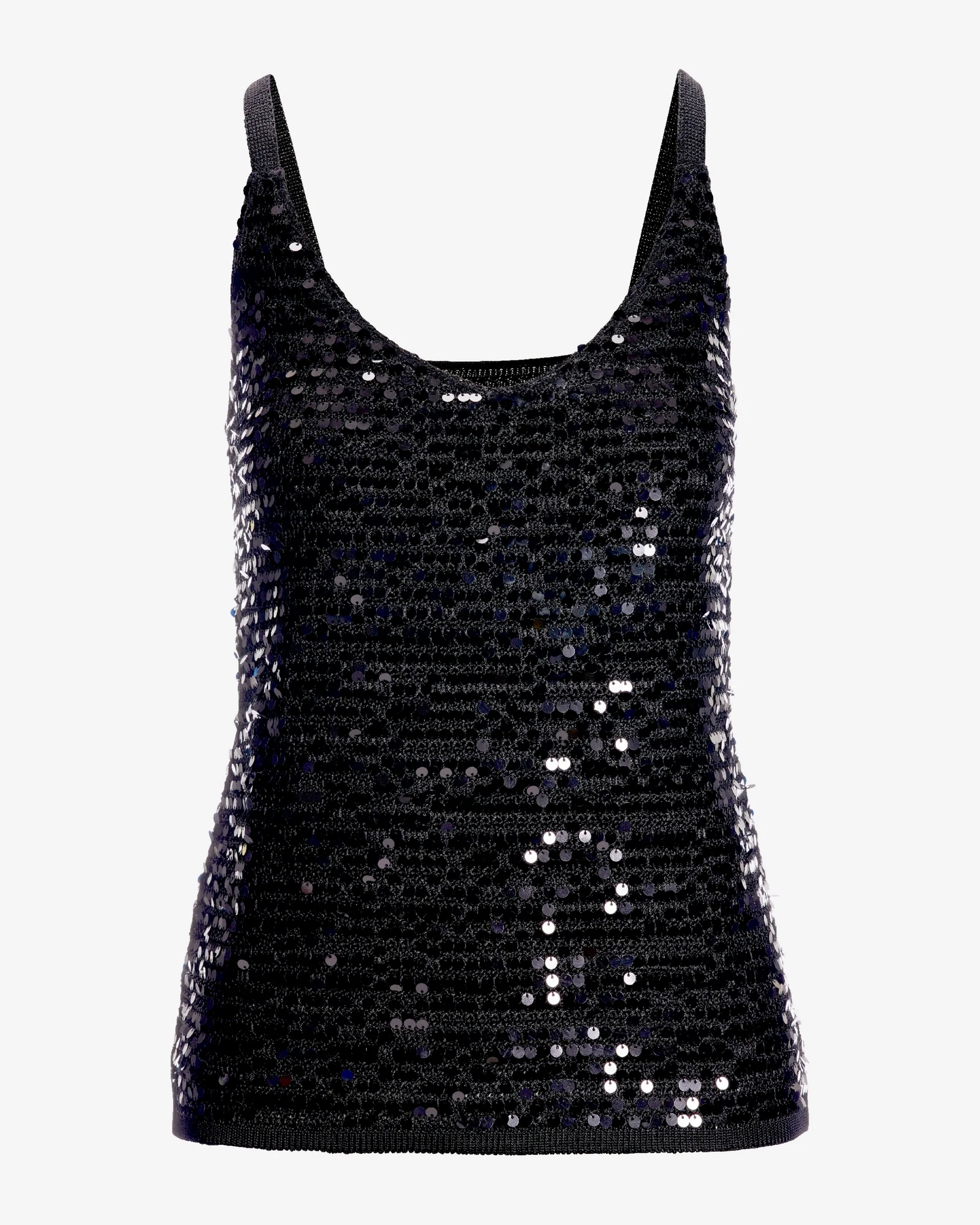 Sequin V-Neck Sweater Tank Black - Mycitystee