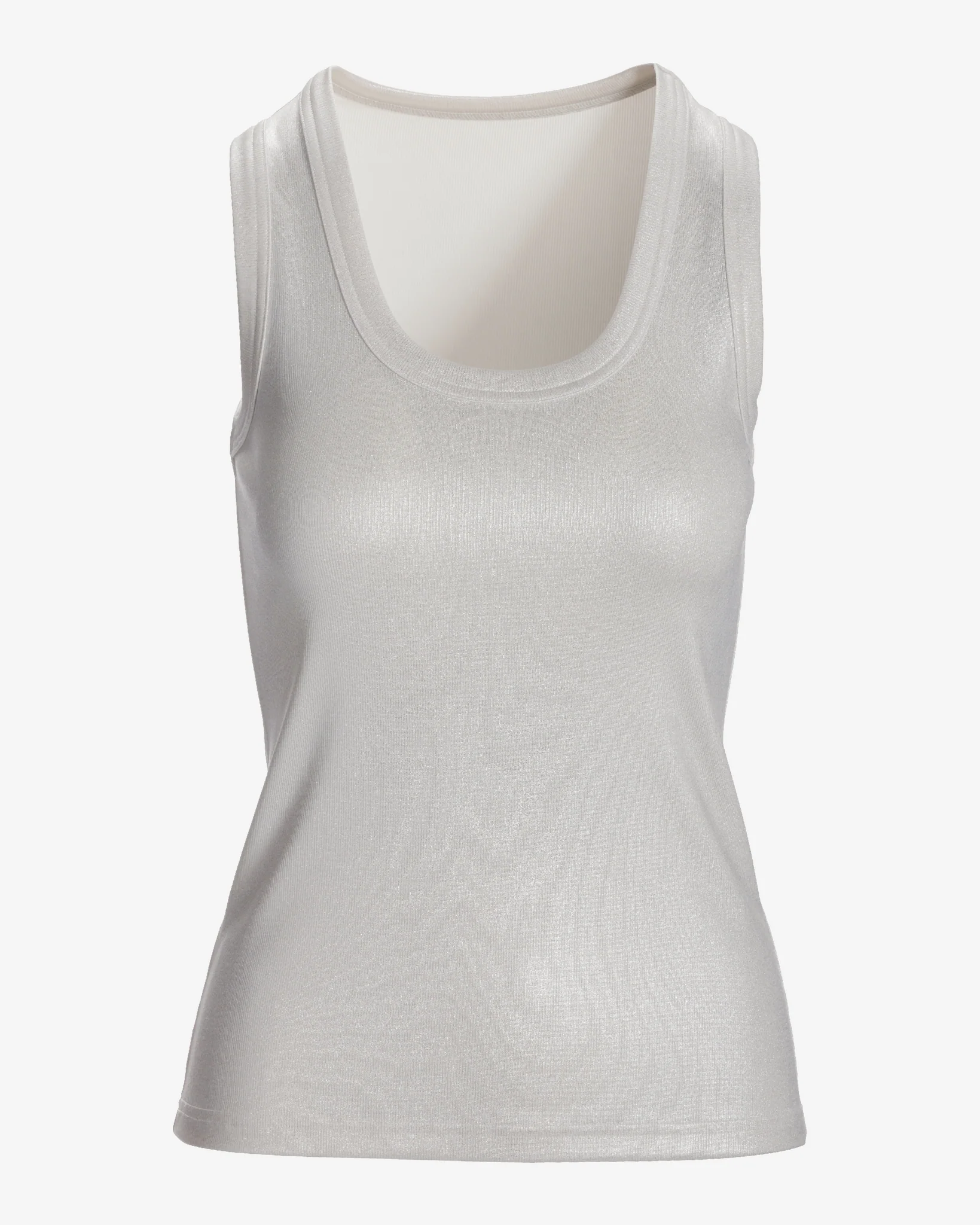 Metallic Scoop Neck Tank Top Silver - Mycitystee