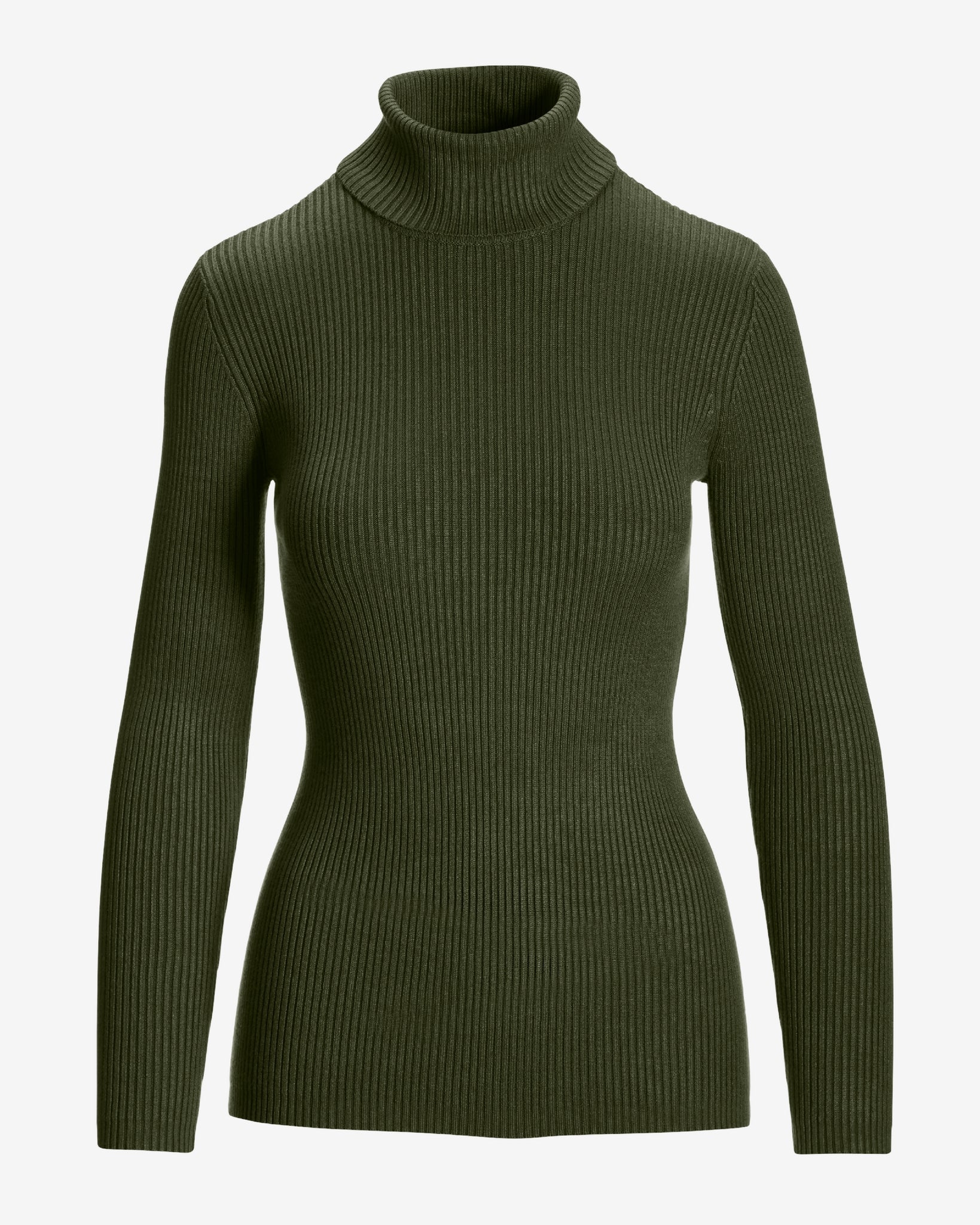 Ribbed Turtleneck Sweater Olive Night - Mycitystee