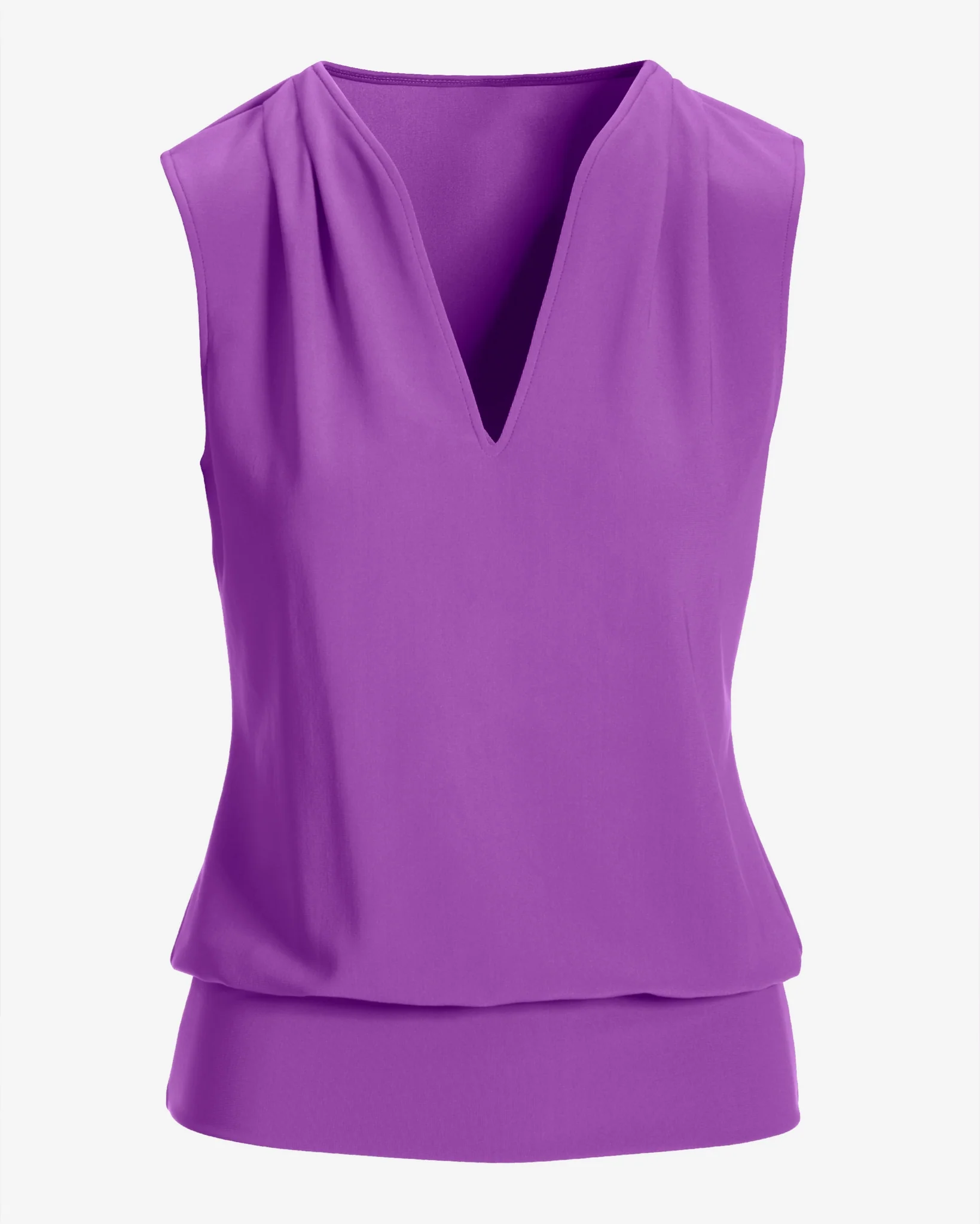 Beyond Travel Sleeveless Stand Collar Blouson Top Bright Violet - Mycitystee