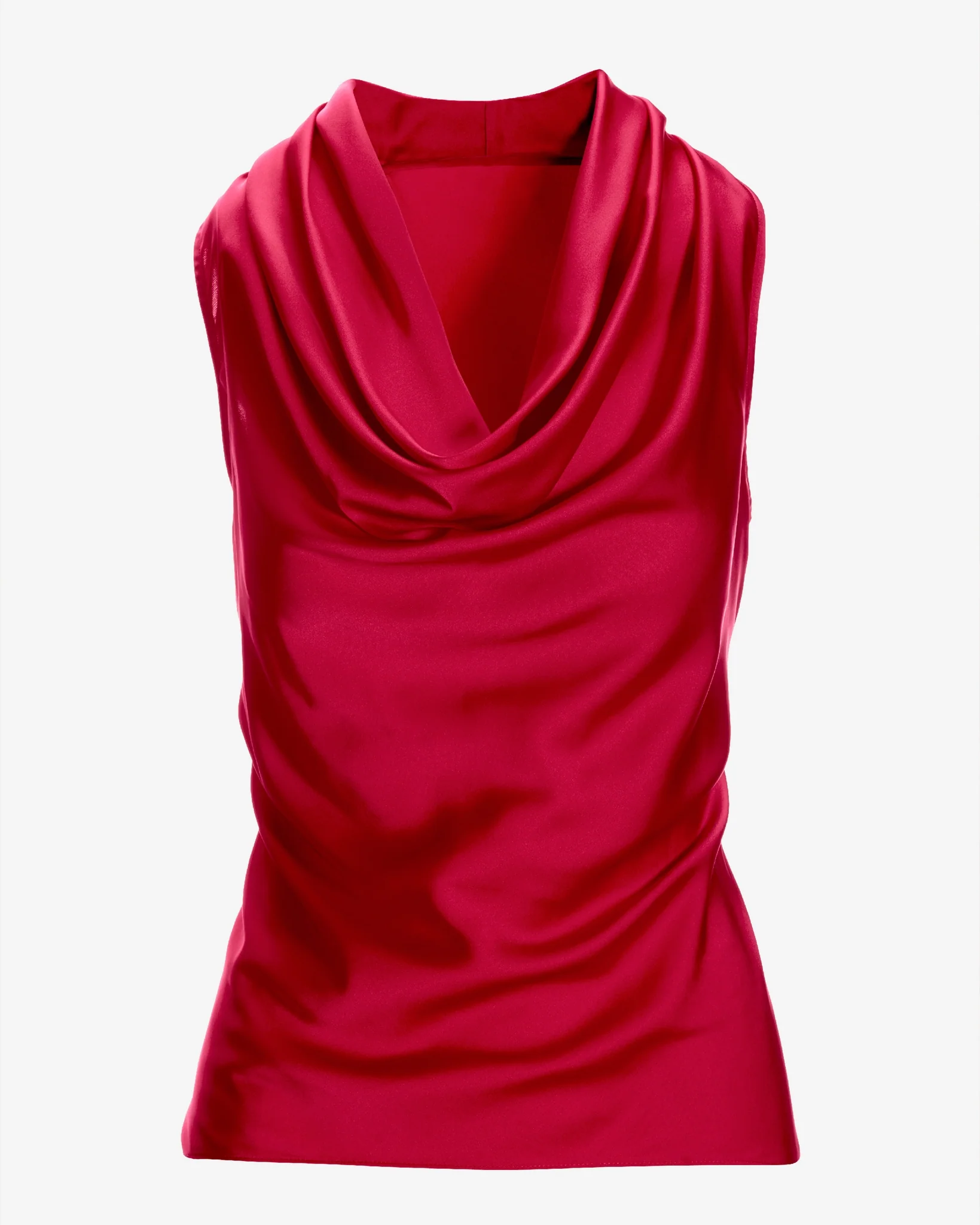 Marilyn Cowl-Neck Charmeuse Blouse Jester Red - Mycitystee