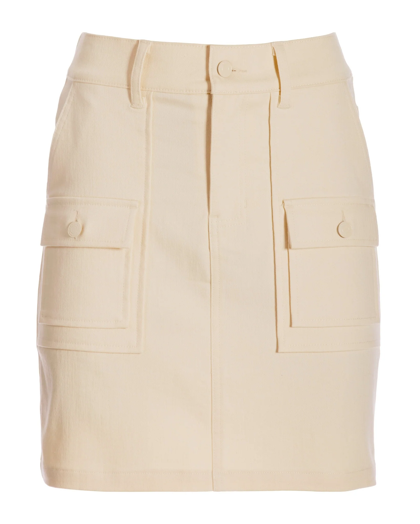 Denim Pull On Cargo Skort Cream - Mycitystee
