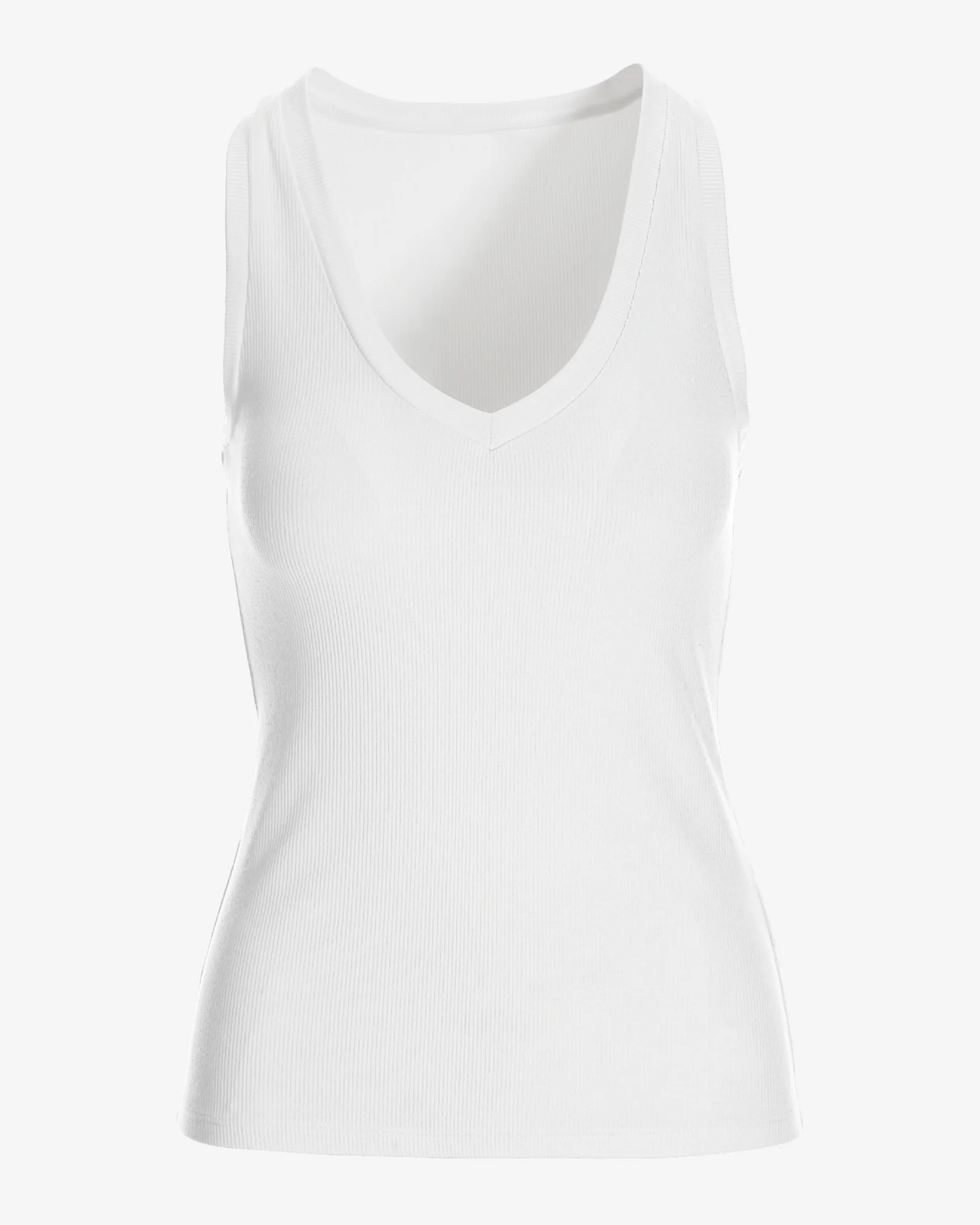 So Essential Ribbed V Neck Tank White - Mycitystee