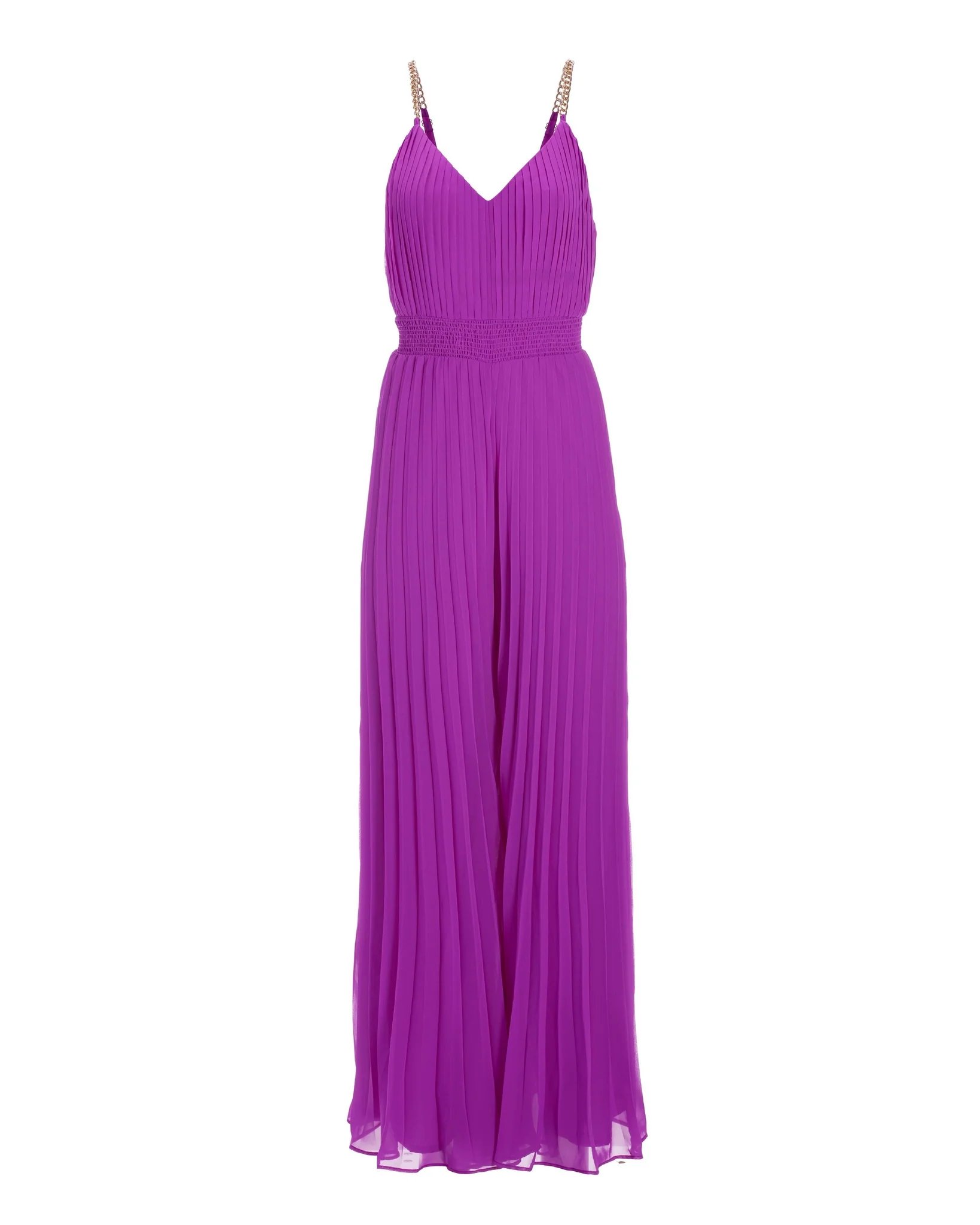 Chain Strap Pleated Jumpsuit Purple Cactus Flower - Mycitystee