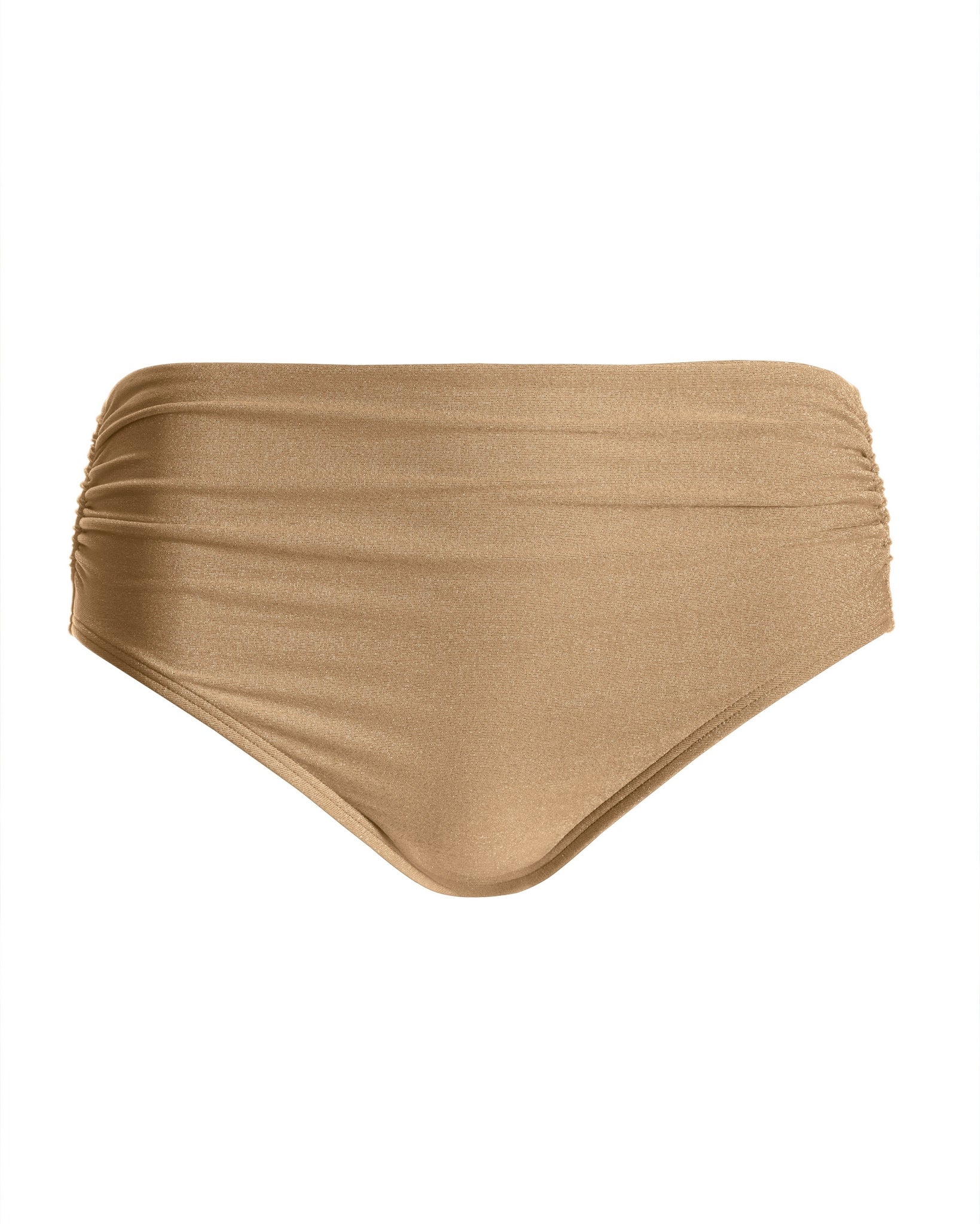 Swim Sense Gold Metallic High-Waisted Bikini Bottom Gold Metallic - Mycitystee