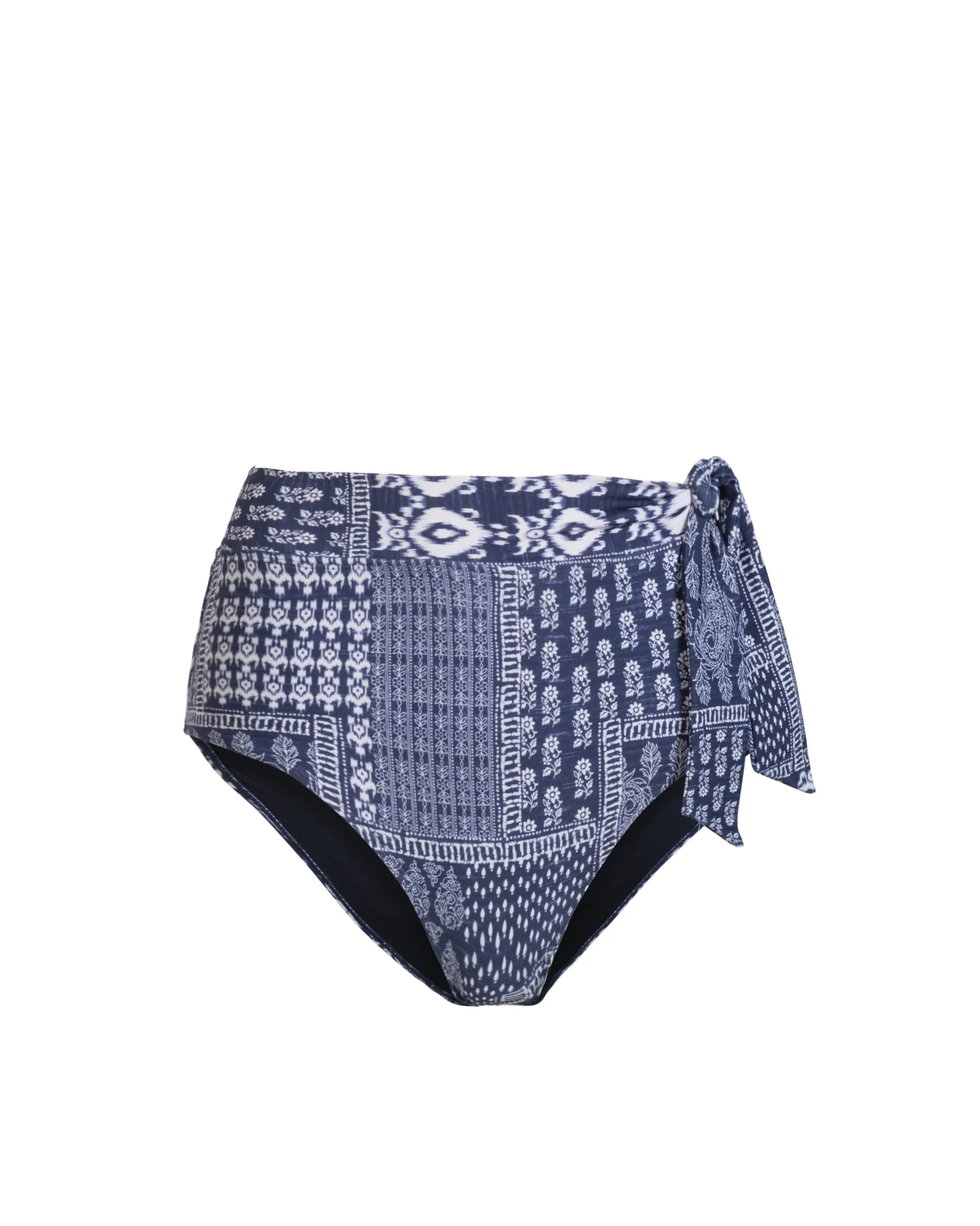 Side Tie High Waist Bottom In Tivara Patchwork - Mycitystee