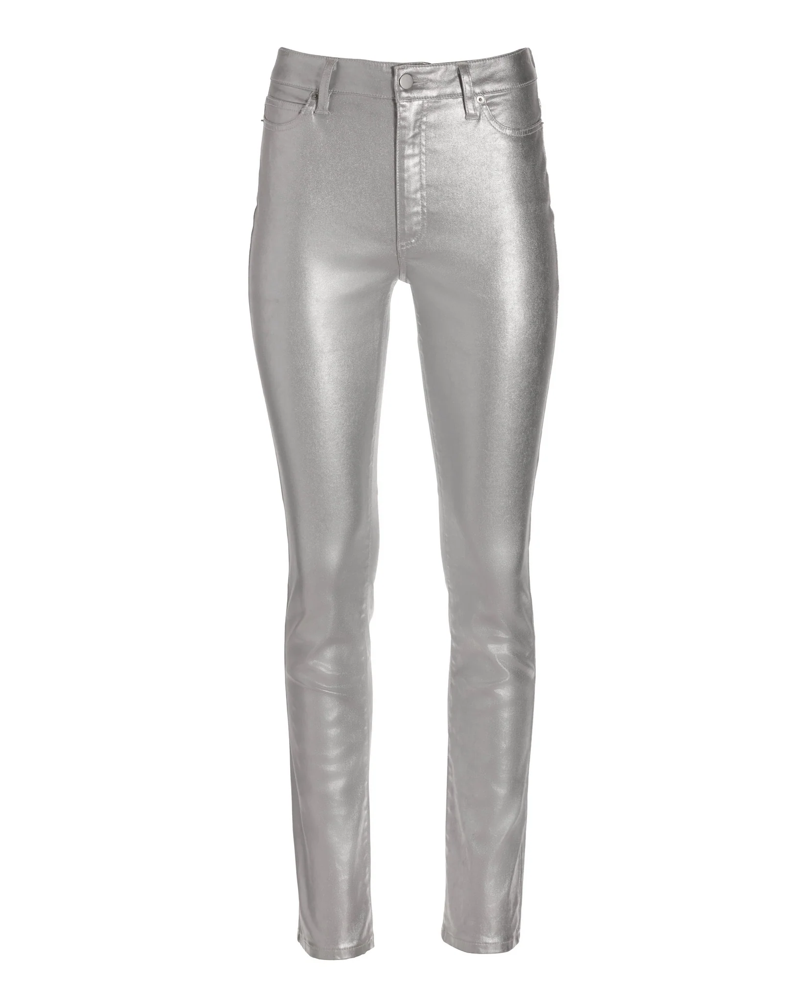 Metallic Coated Slim-Straight Jean Silver Metallic - Mycitystee