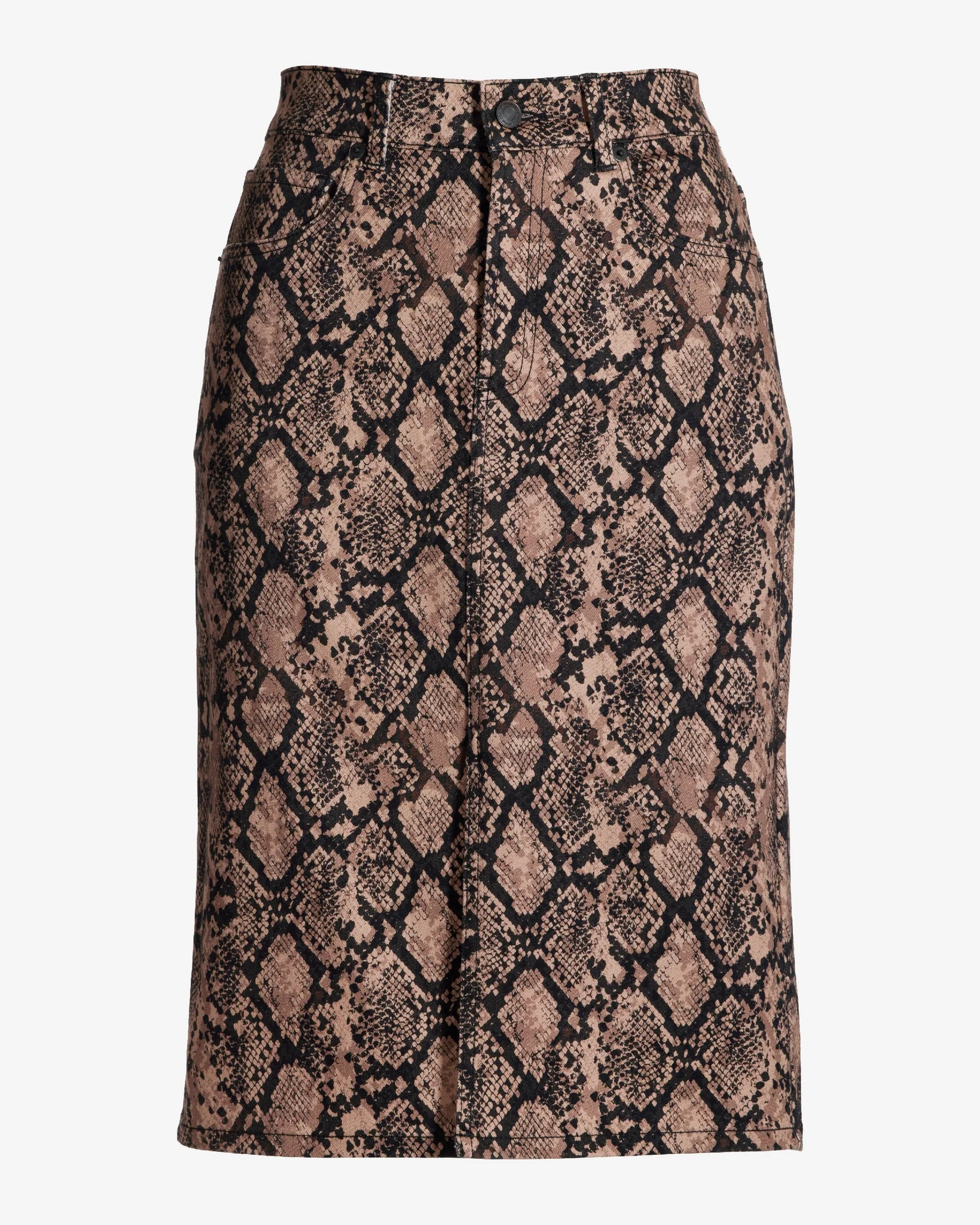 Print Denim Knee Length Skirt Denim Python - Mycitystee