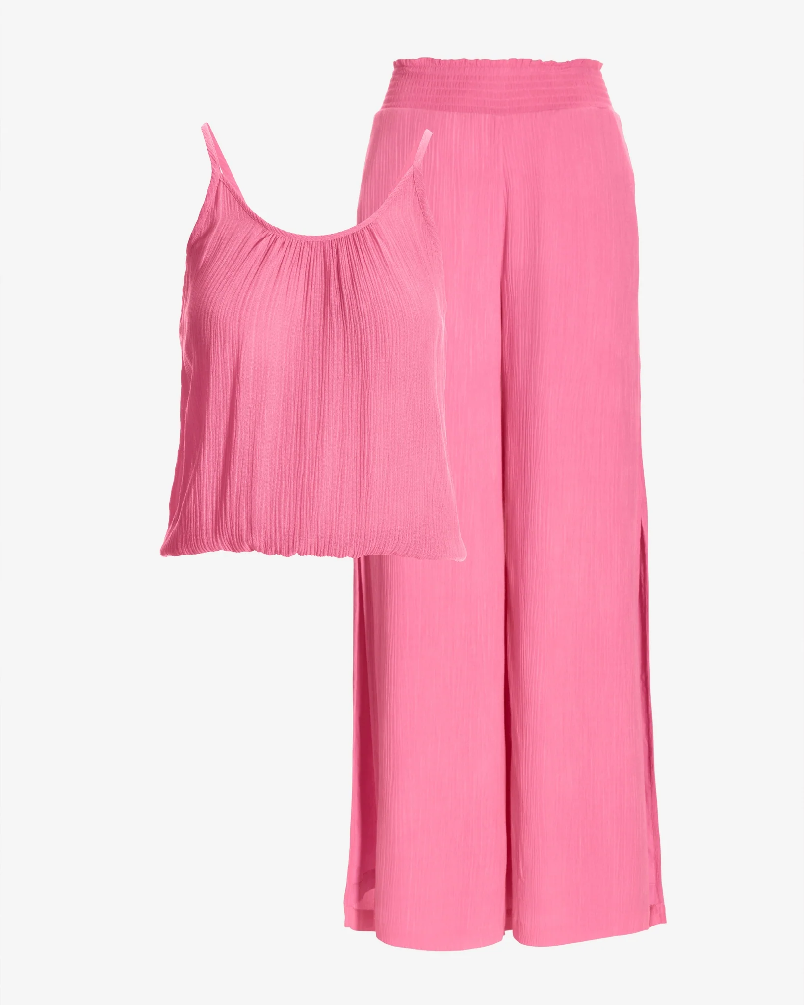 Gauze Blouson Top and Wide Leg Lounge Set Aurora Pink - Mycitystee