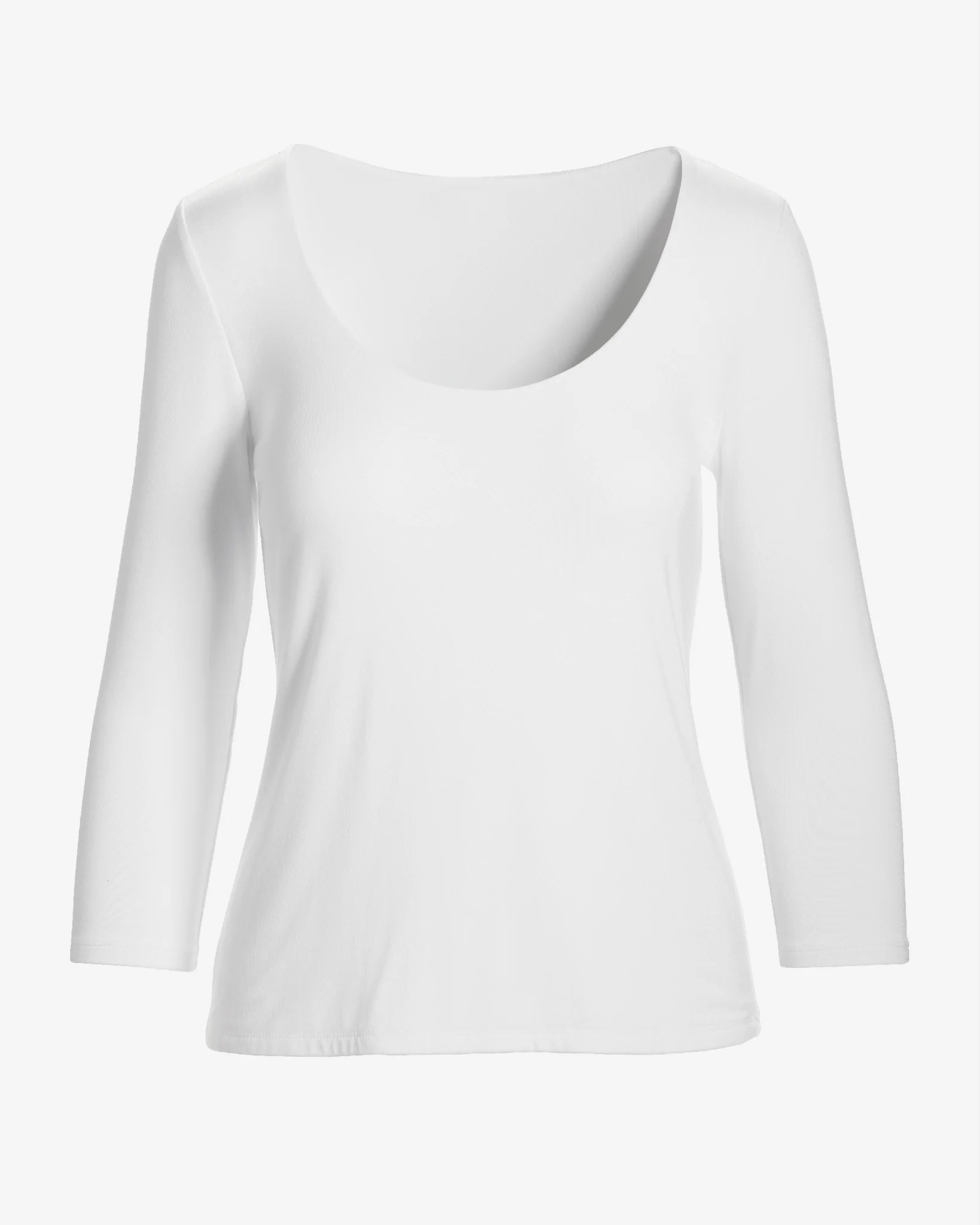 So Effortless Three Quarter Sleeve Scoop Neck Top Pure White - Mycitystee