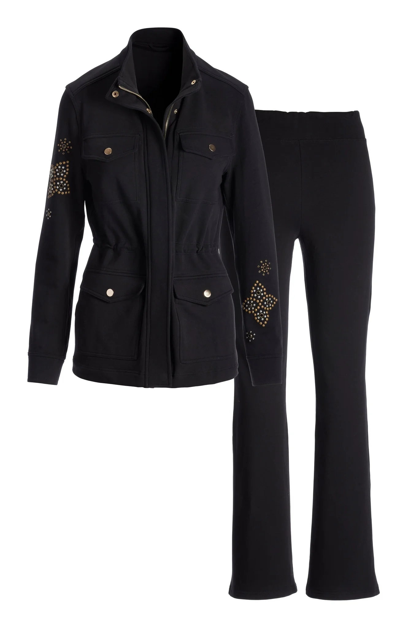 French Terry Studded Utility Set Black - Mycitystee