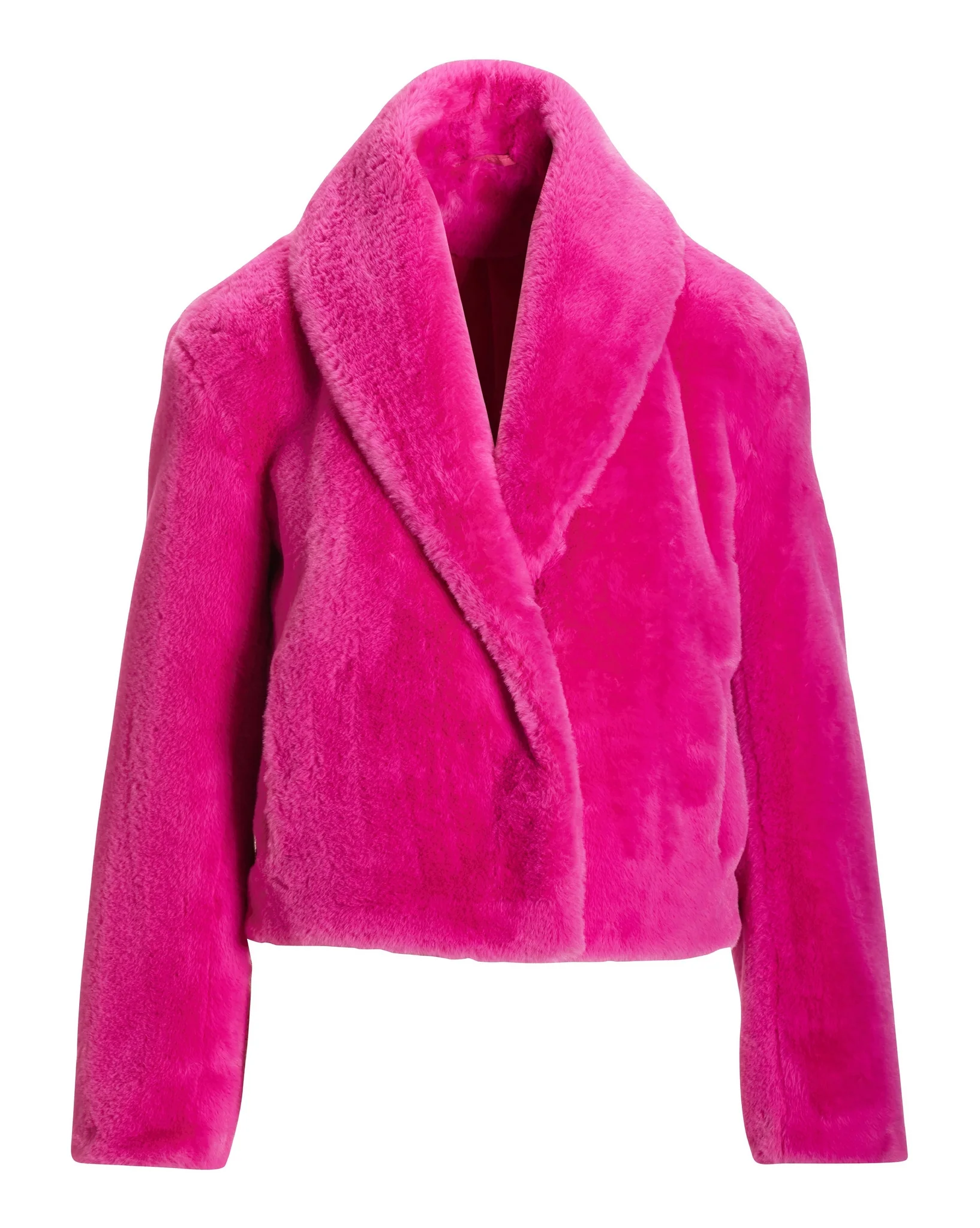 Shawl Collar Versatile Faux Fur Chubby Pink Peacock - Mycitystee