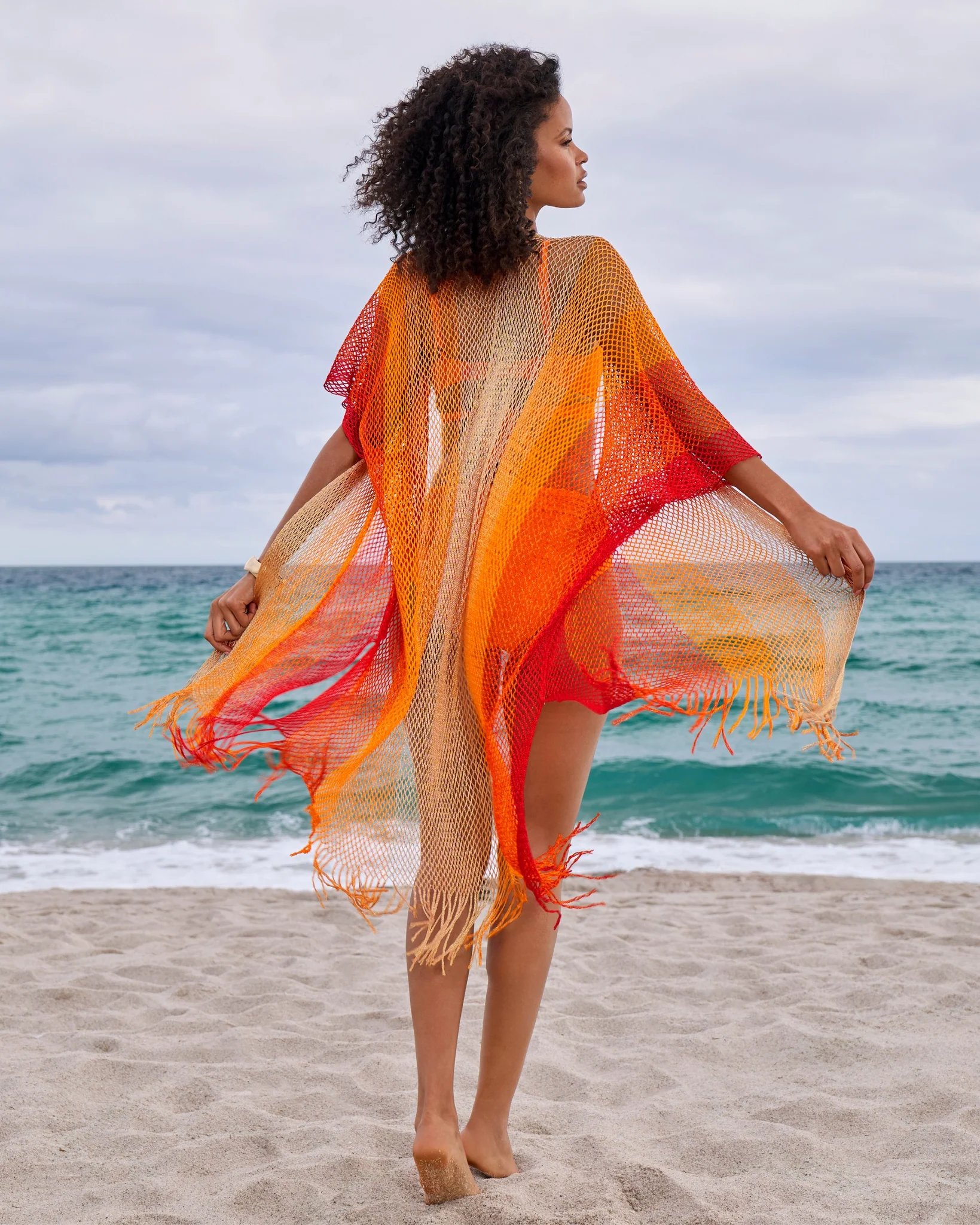 Metallic Fringe Coverup Gold/Orange - Mycitystee