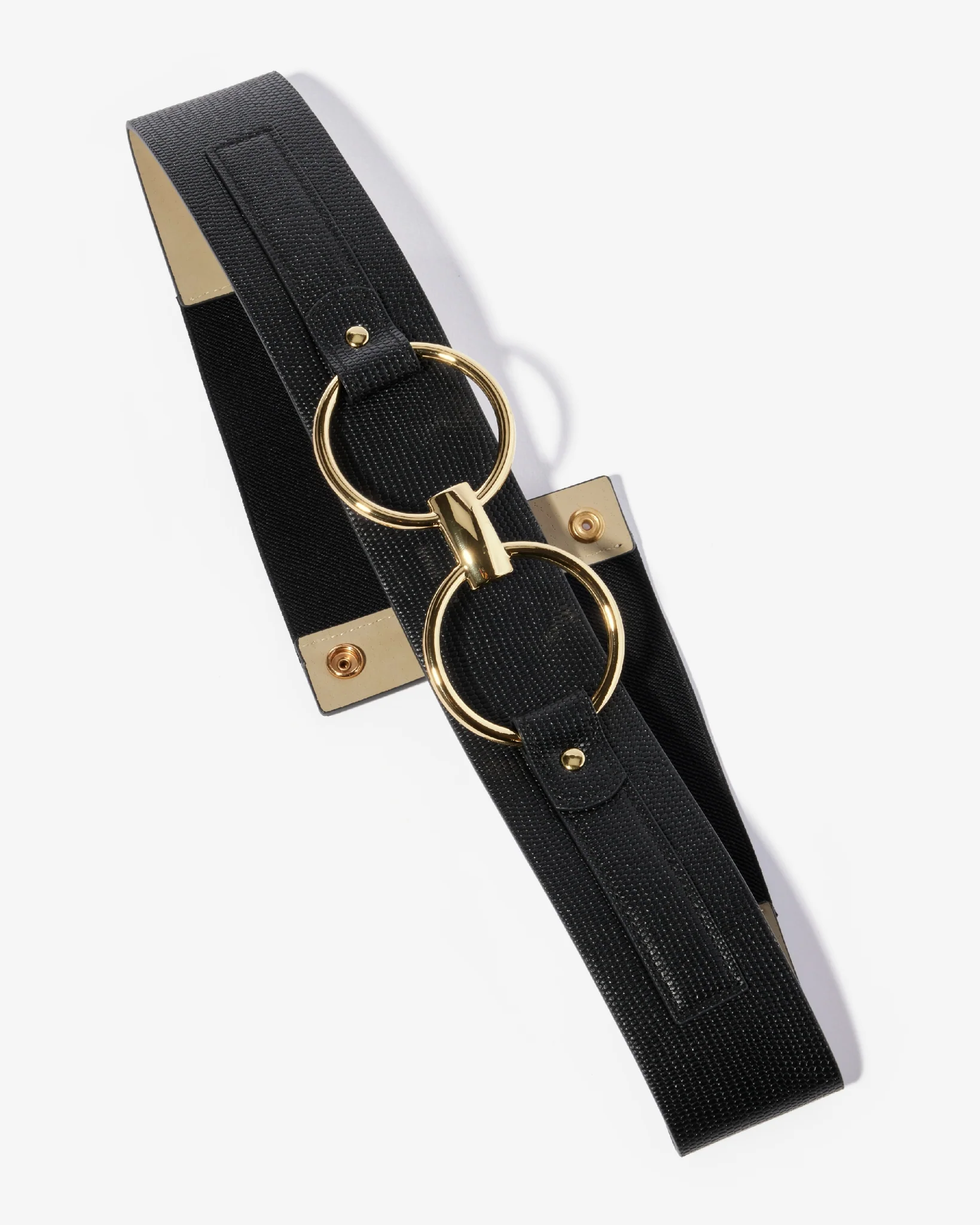 Elastic Waist Belt with Gold Hardware Black - Mycitystee