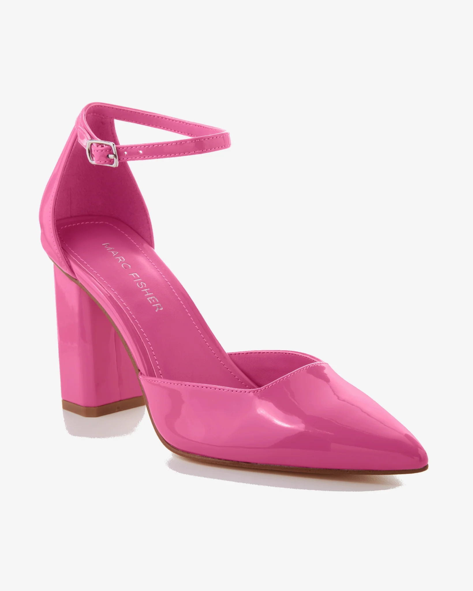 Pointed Toe Metallic Ankle Strap Heel Pink - Mycitystee