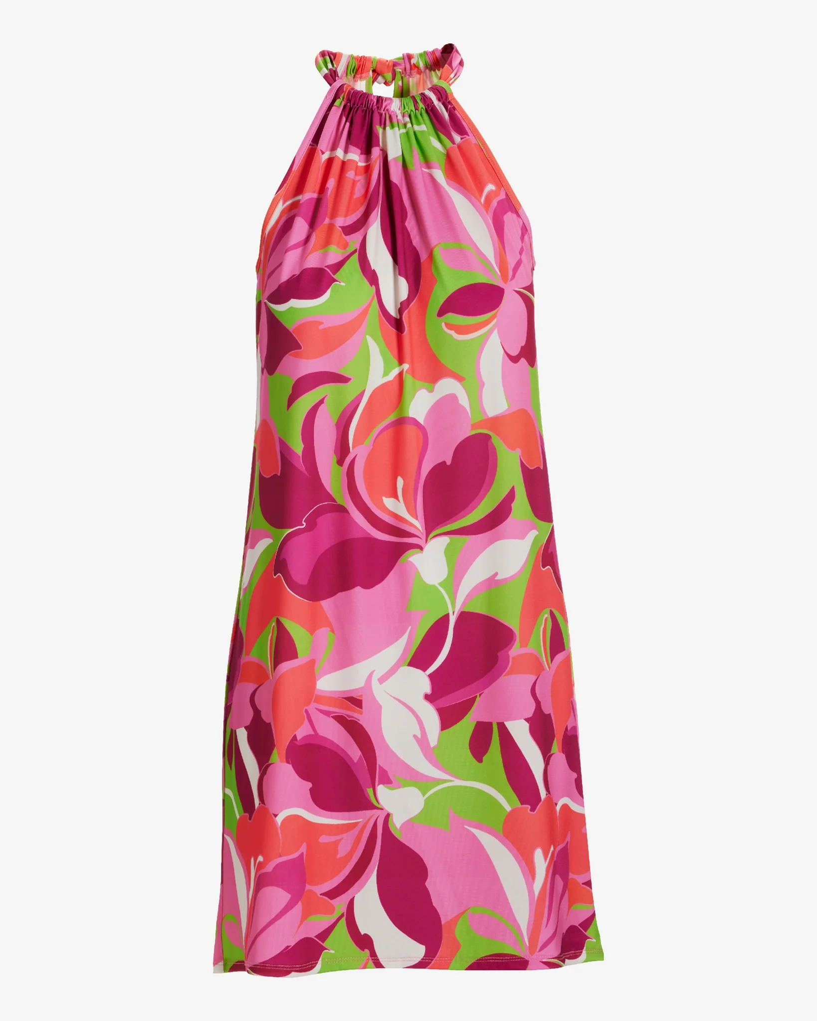 Tropical Abstract Print Halter Shift Dress Tropical Abstract - Mycitystee