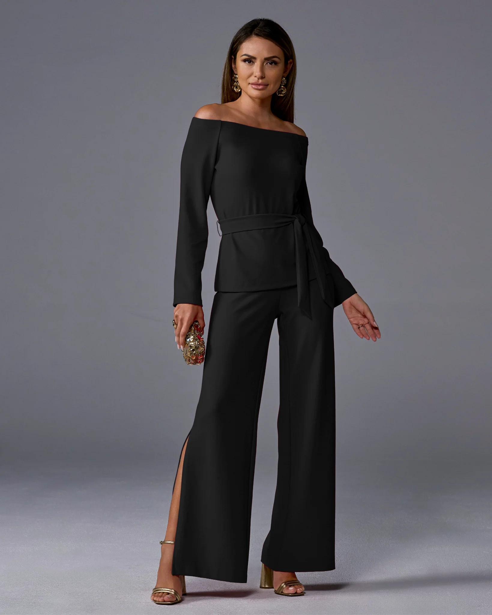 Beyond Travel Side Slit Pant Jet Black - Mycitystee