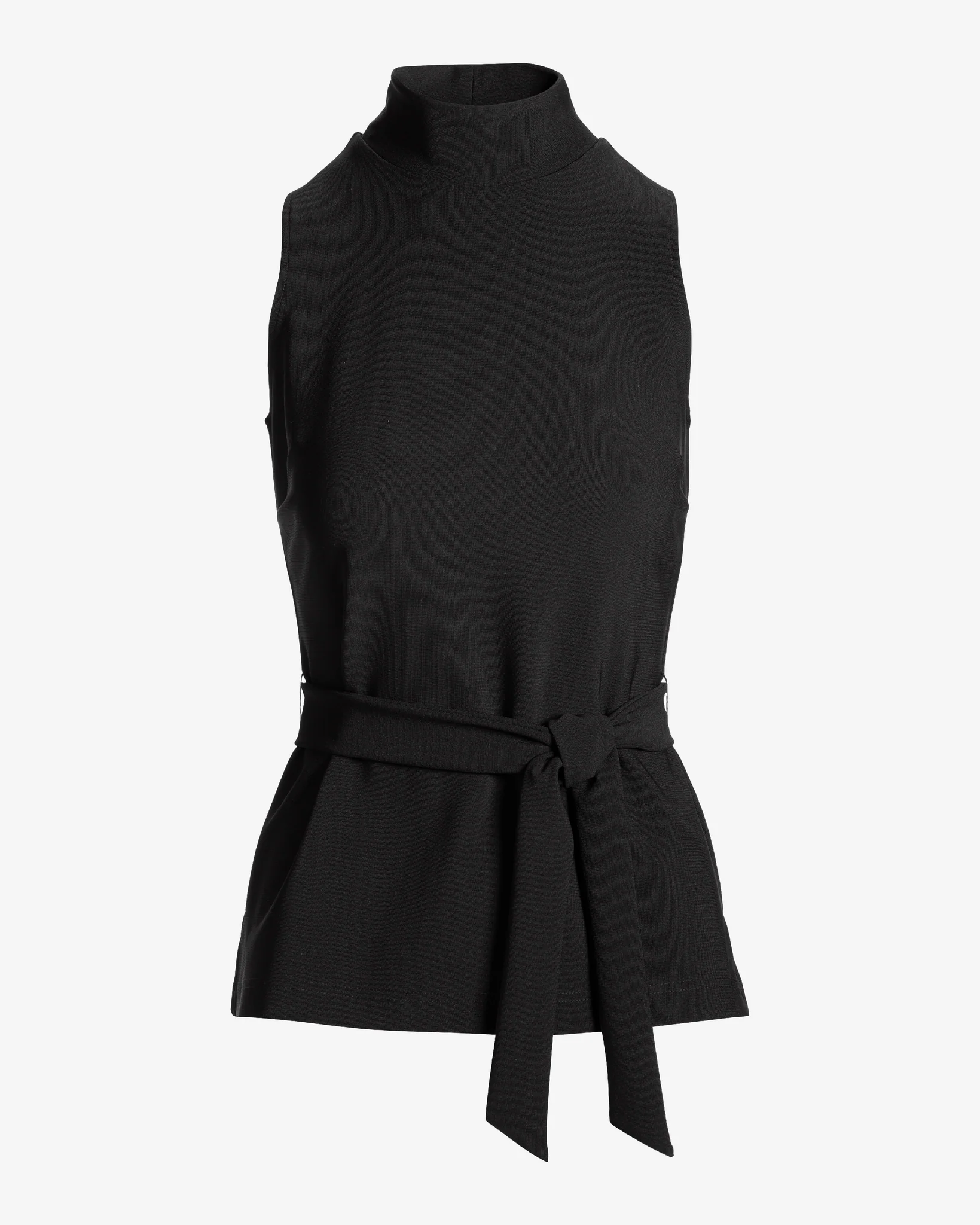 Beyond Travel Belted Mockneck Tunic Top Jet Black - Mycitystee