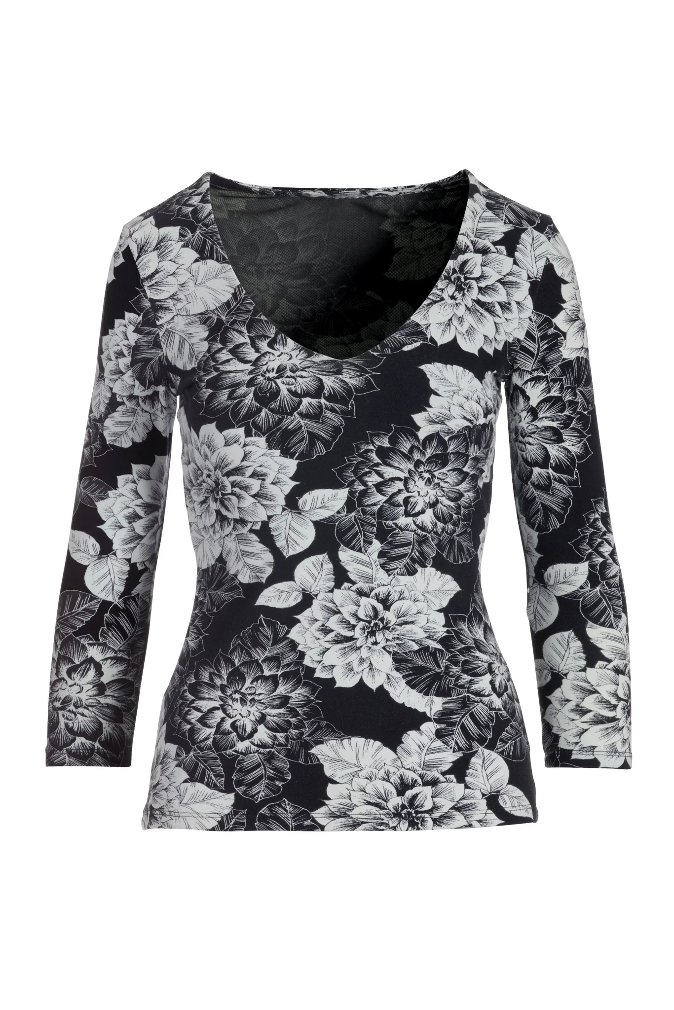 So Sexy Floral V Neck Top Black Multi - Mycitystee