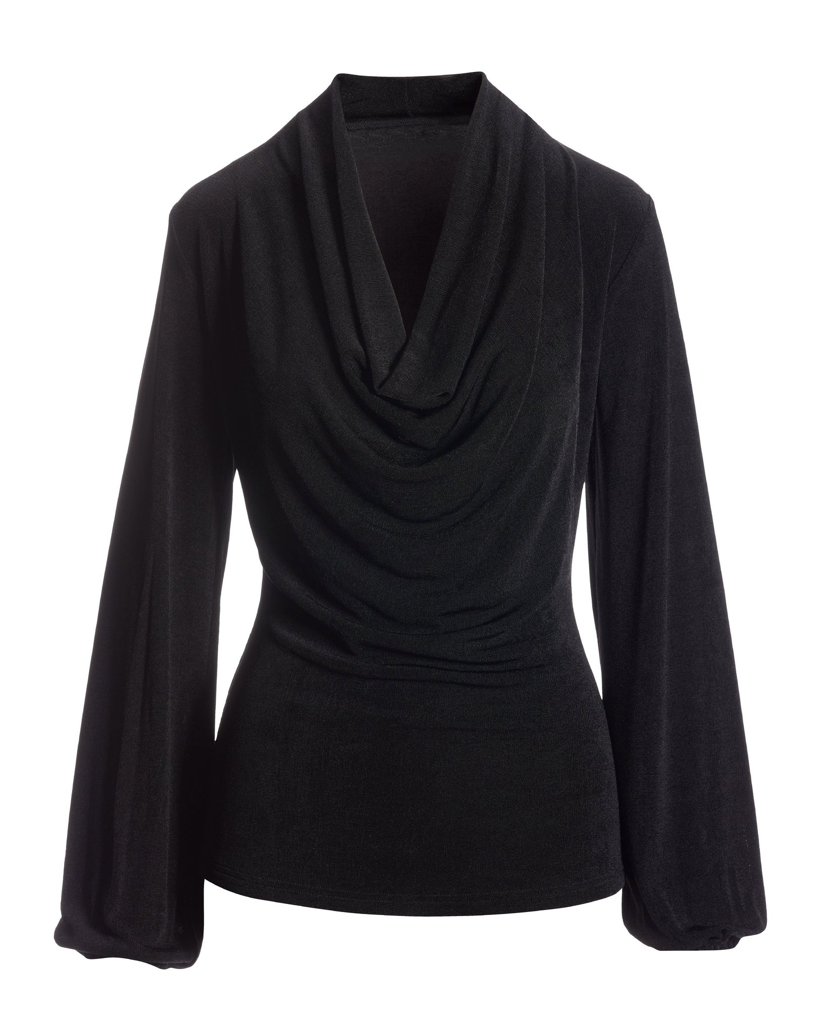 Cowl Neck Long Sleeve Knit Top Black - Mycitystee