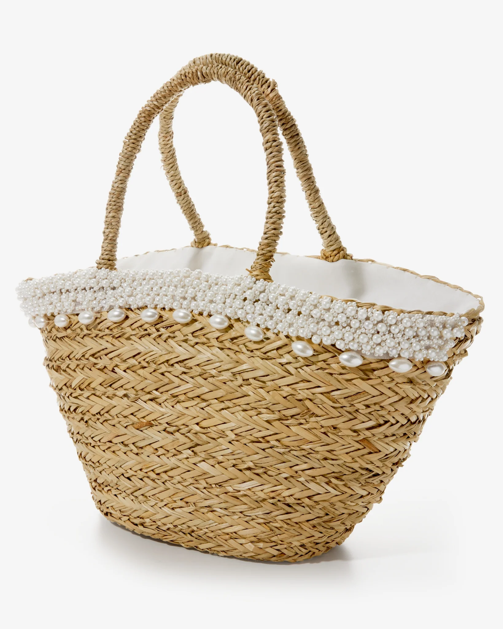 Pearl Straw Handbag Natural/White - Mycitystee