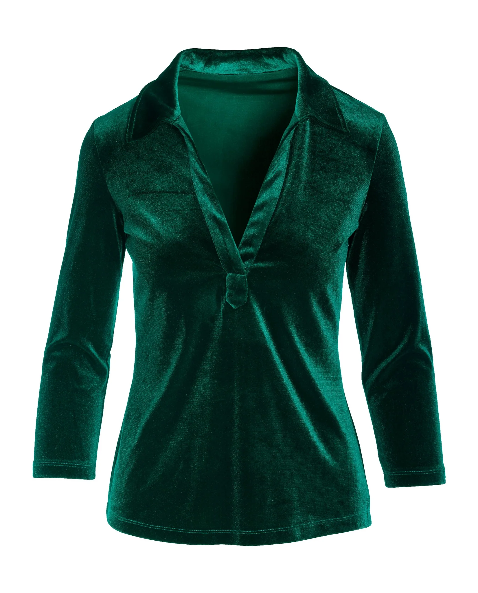 Velvet Collared Knit Top Green - Mycitystee