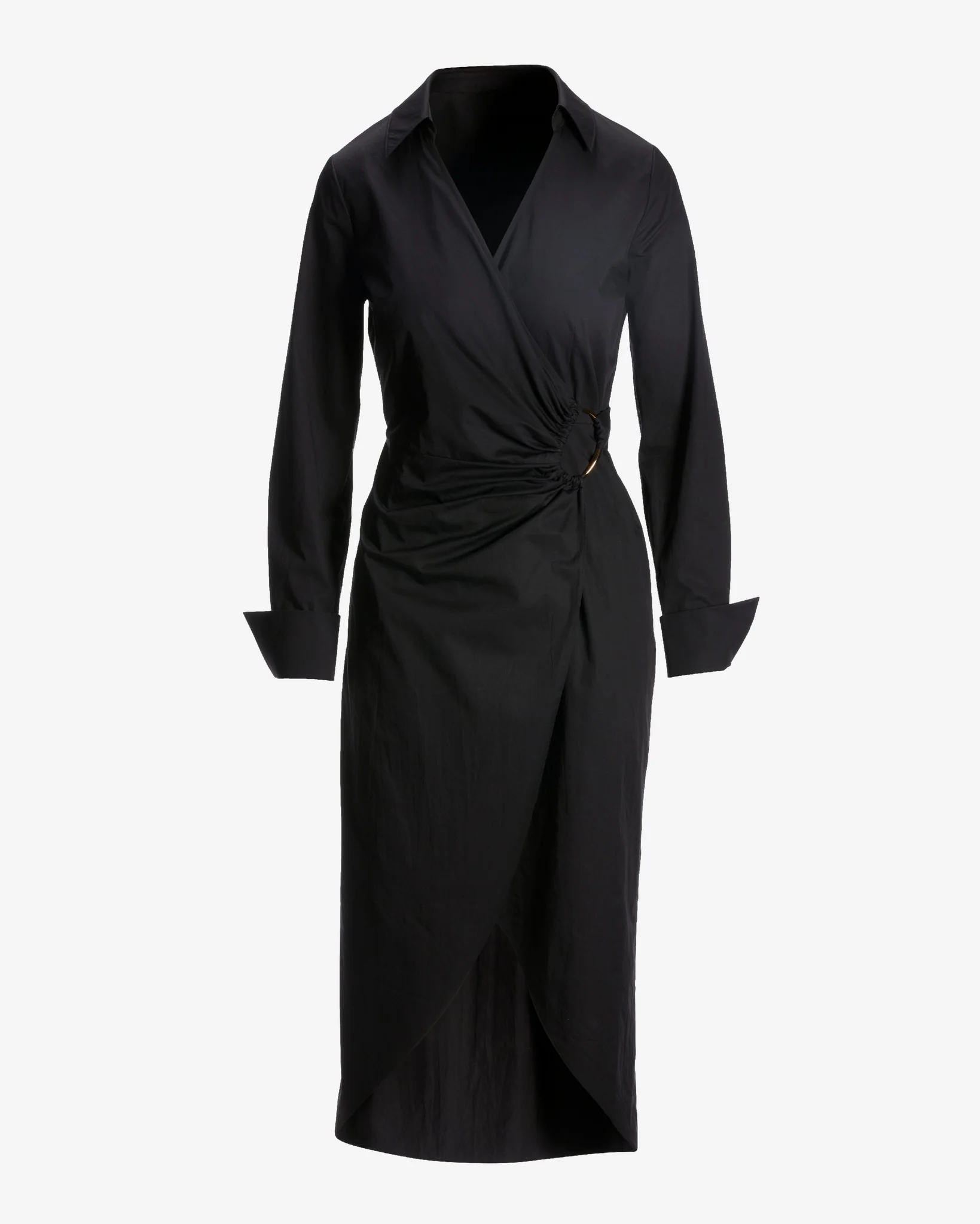 Hardware Detail Collared Shirt Dress Black - Mycitystee