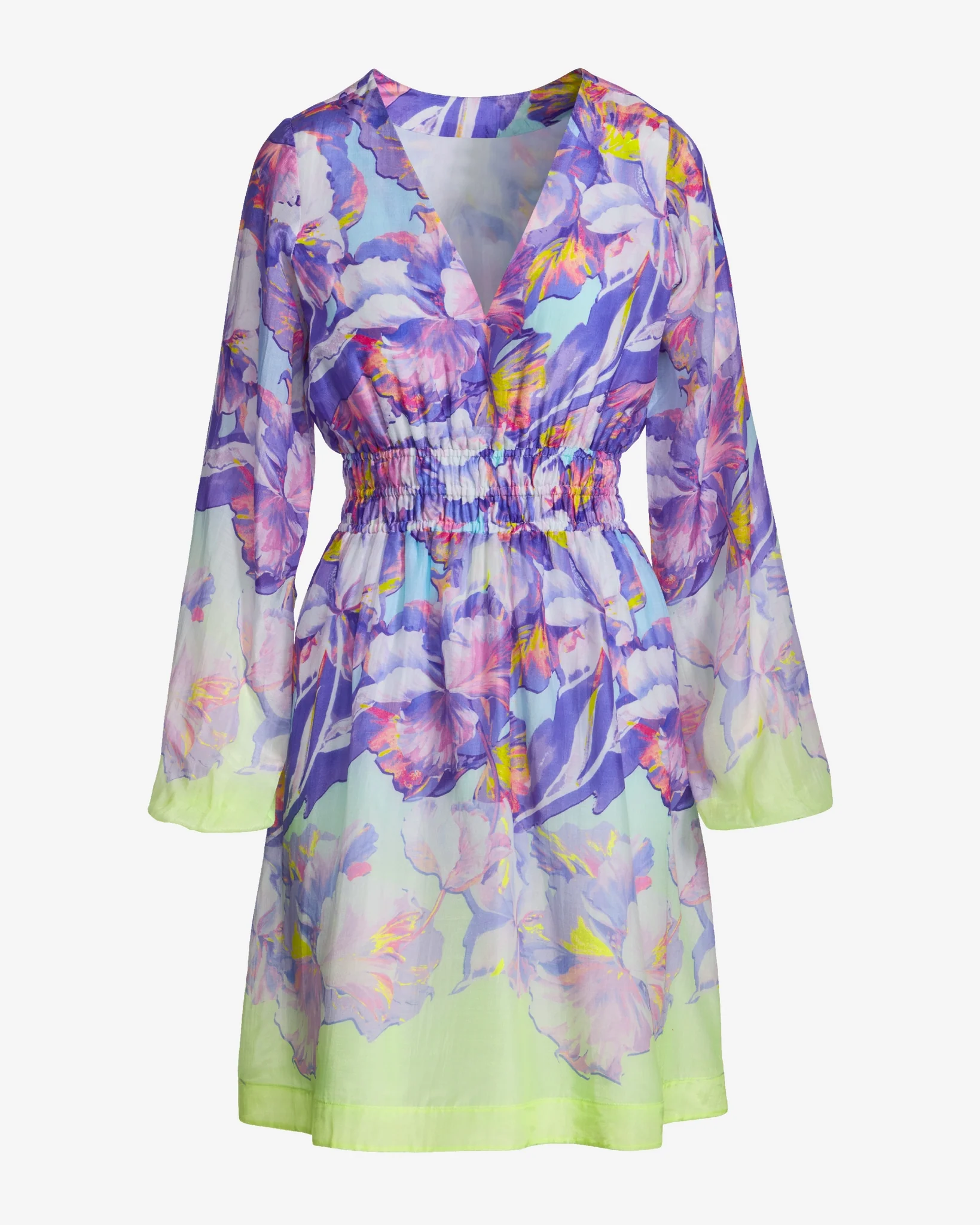 Versailles Fleurs Print Long Sleeve A Line Dress Versailles Fleurs - Mycitystee