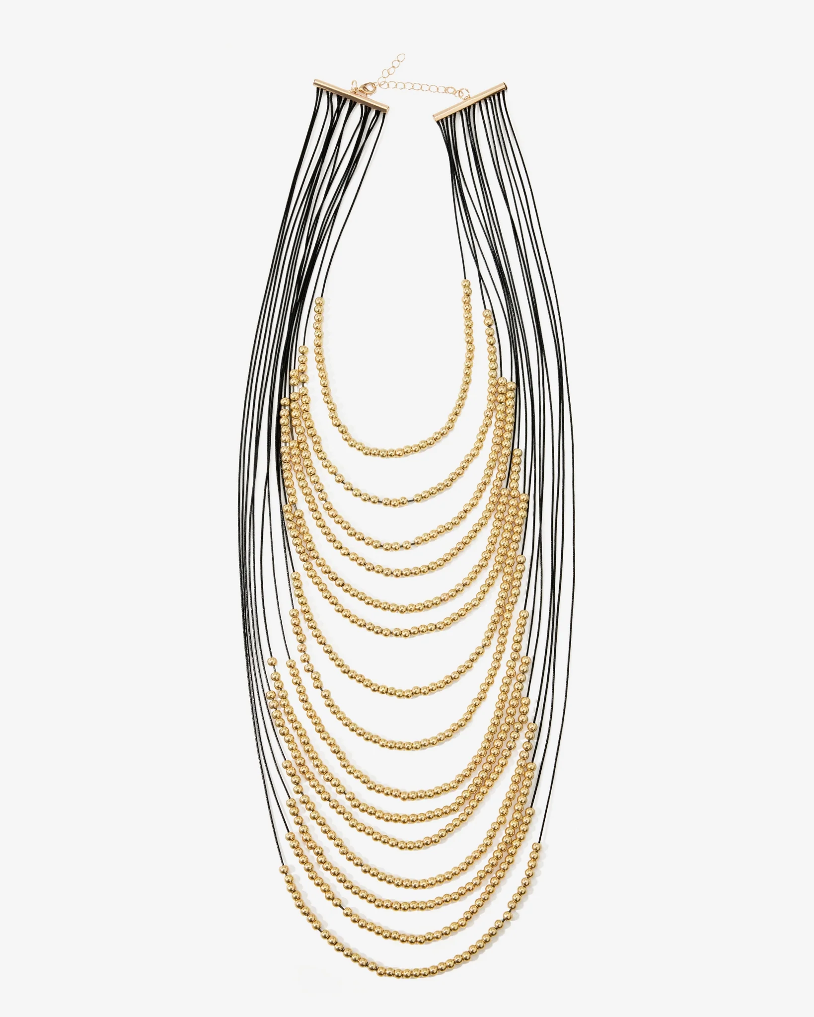 Extra Layered Gold Bead Necklace Black/Gold - Mycitystee