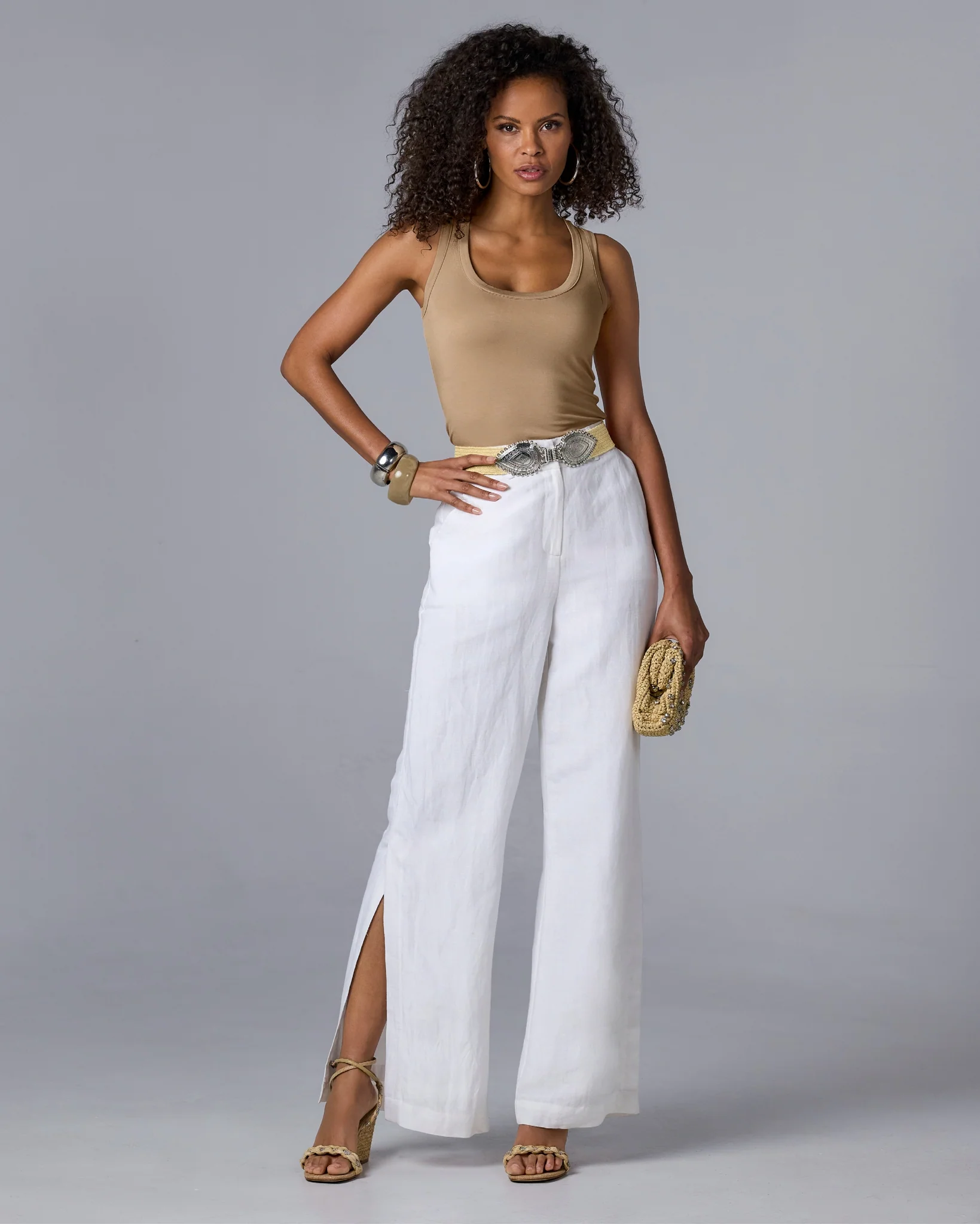 Western Buckle Raffia Belt Natural - Mycitystee