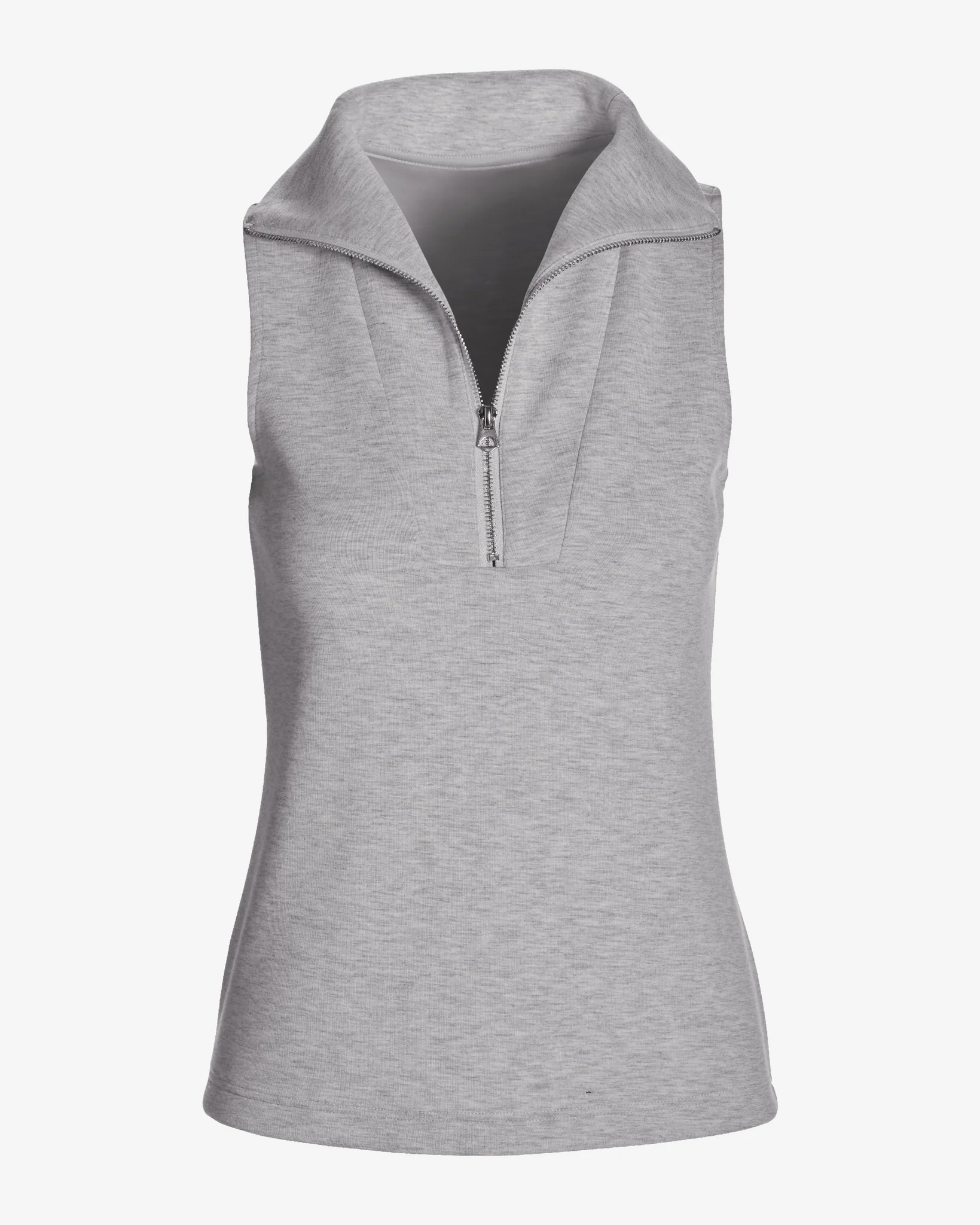 Luxe Lounge Half Zip Sleeveless Top Light Heather Gray - Mycitystee