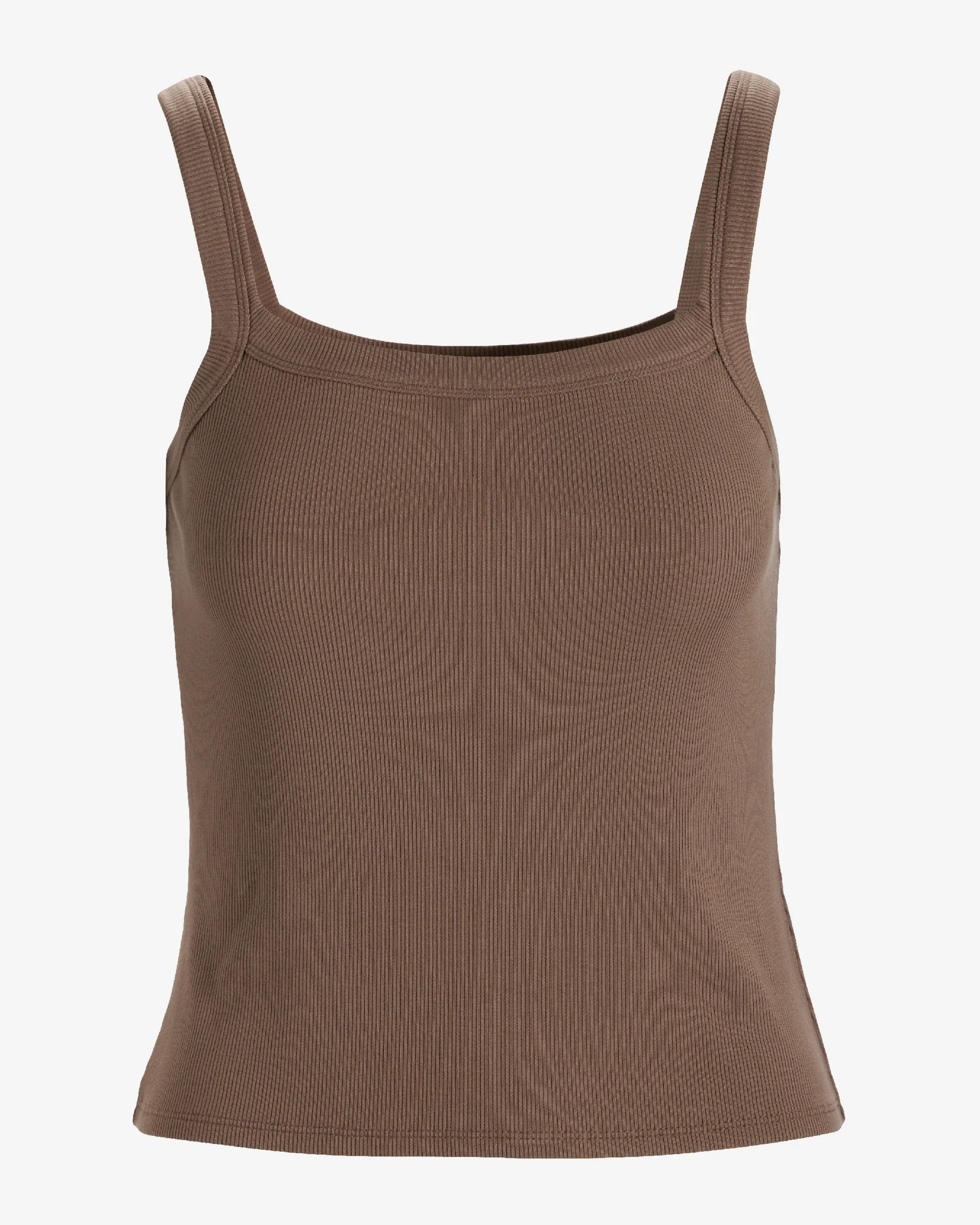 So Essential Ribbed Scoop Neck Tank Top Mushroom - Mycitystee