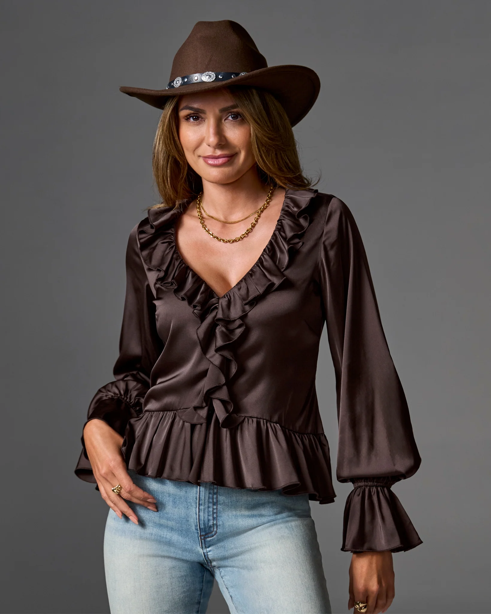 Western Trim Hat Brown - Mycitystee