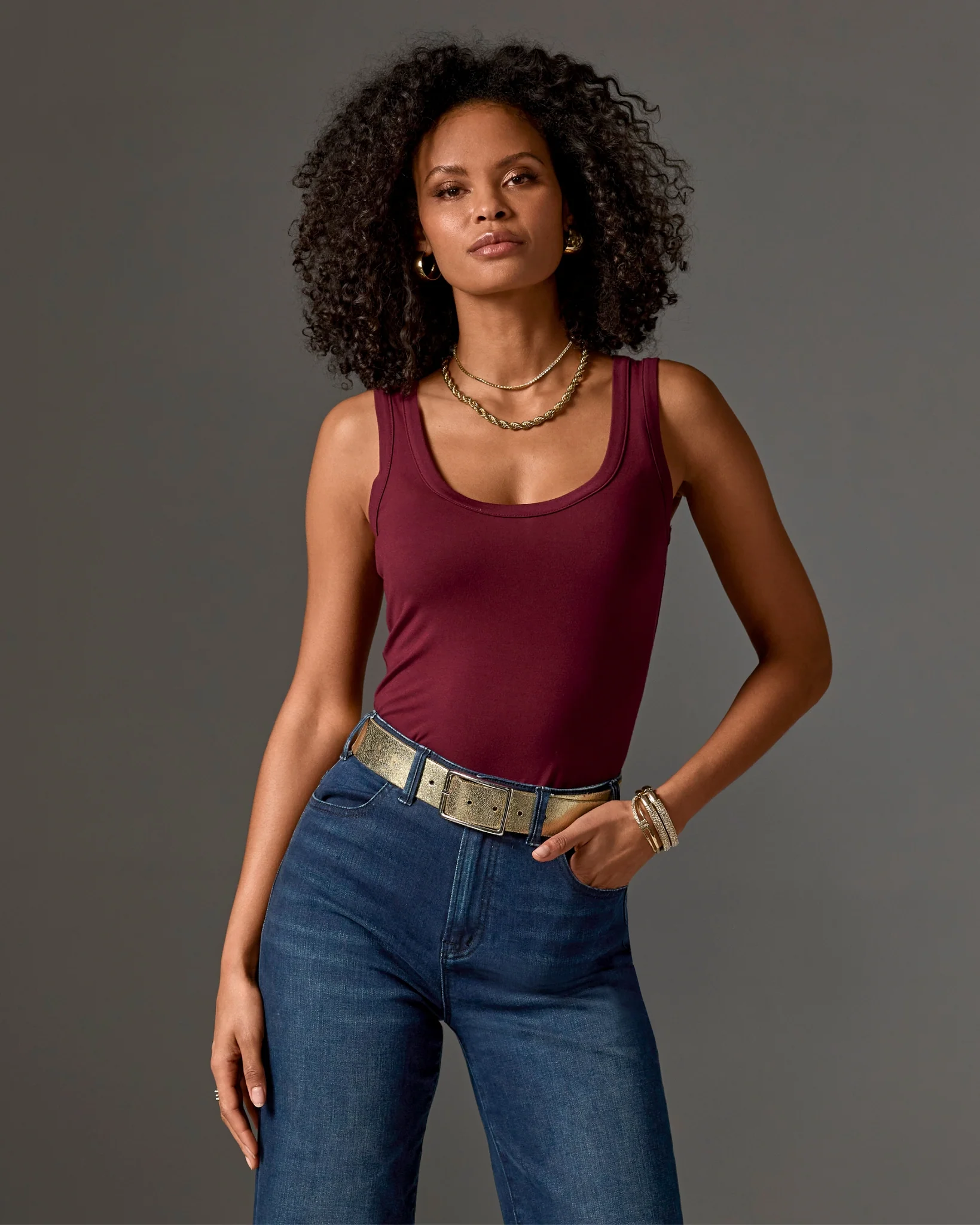 So Effortless Scoop-Neck Tank Top Black Cherry - Mycitystee
