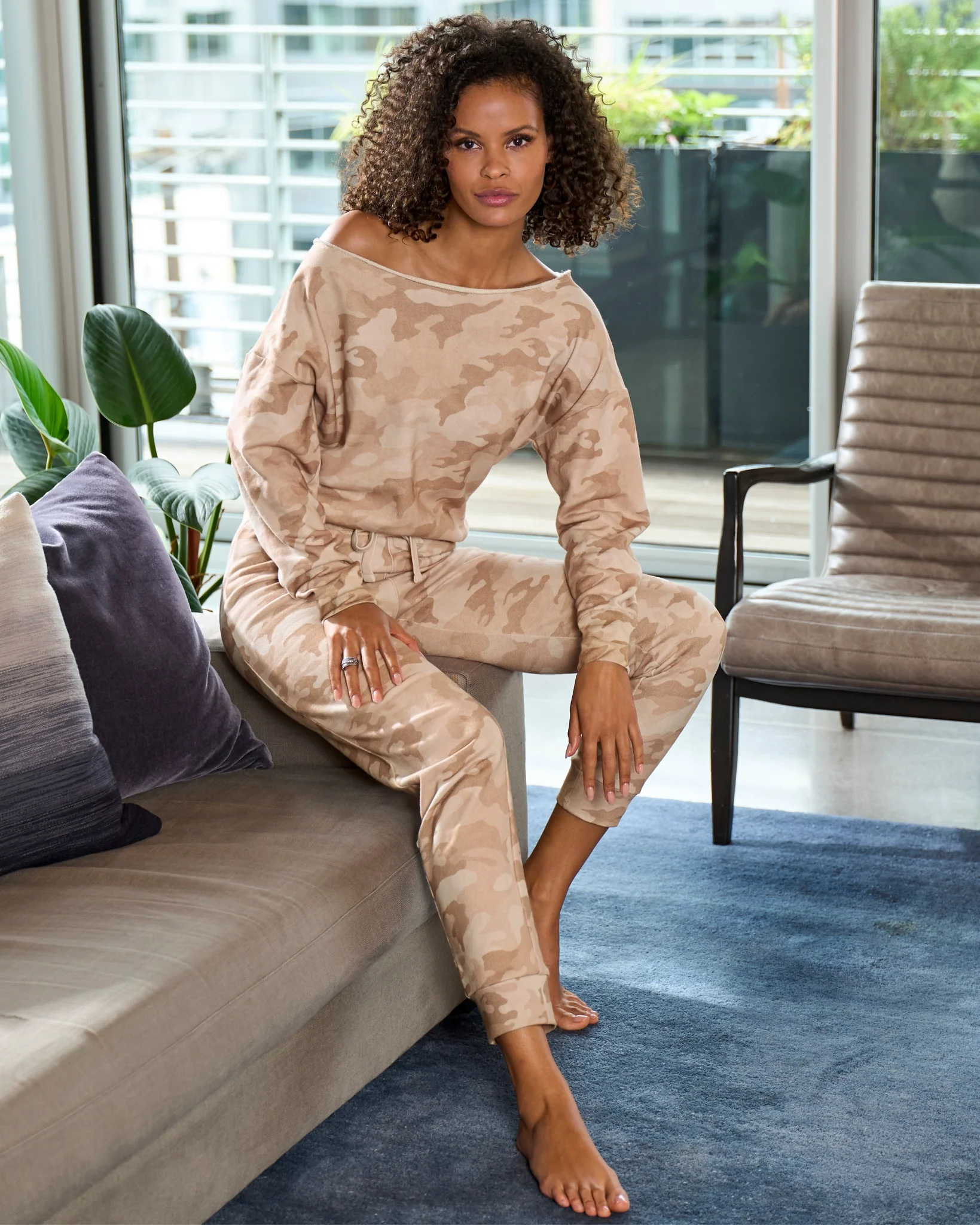 Cotton Comfort Camo Drawstring Lounge Jogger Neutral - Mycitystee