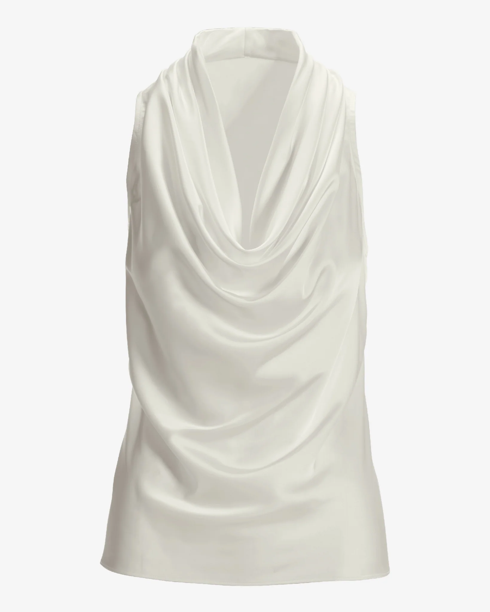 Marilyn Cowl-Neck Charmeuse Blouse Off White - Mycitystee