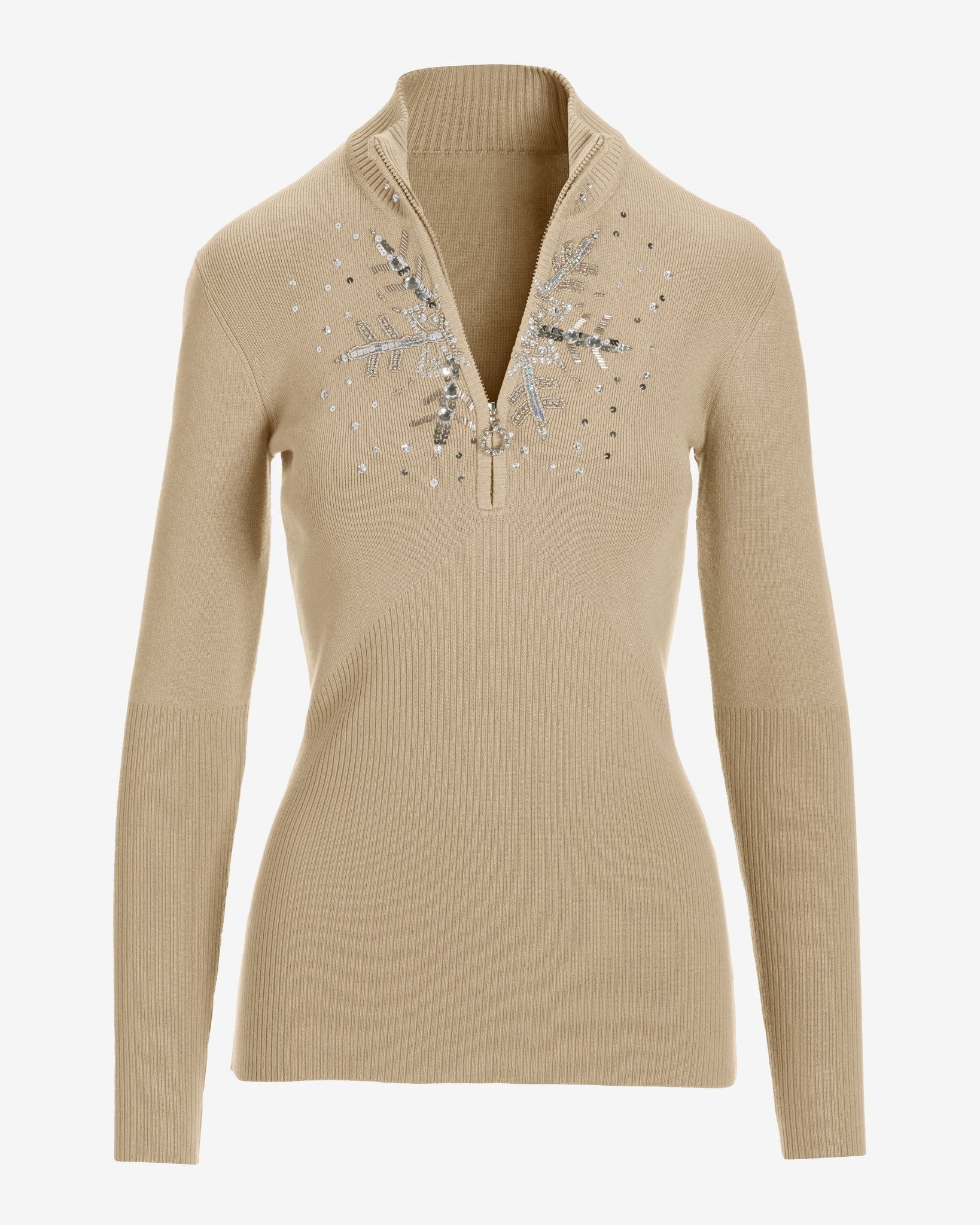 Snowflake Zip Sweater Cornstalk - Mycitystee