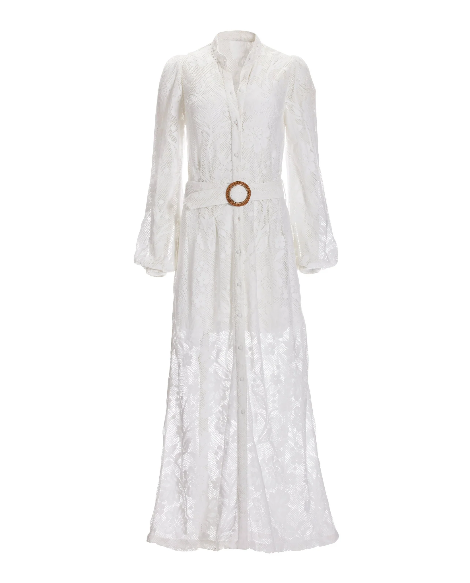 Lace Button Up Maxi Dress White - Mycitystee