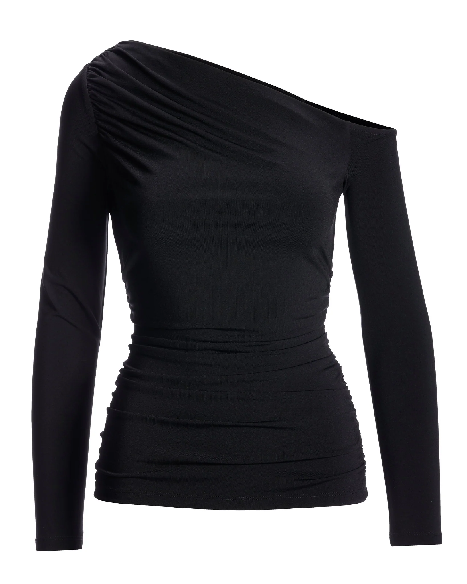 So Chic Ruched Slouchy Long Sleeve Top Black - Mycitystee